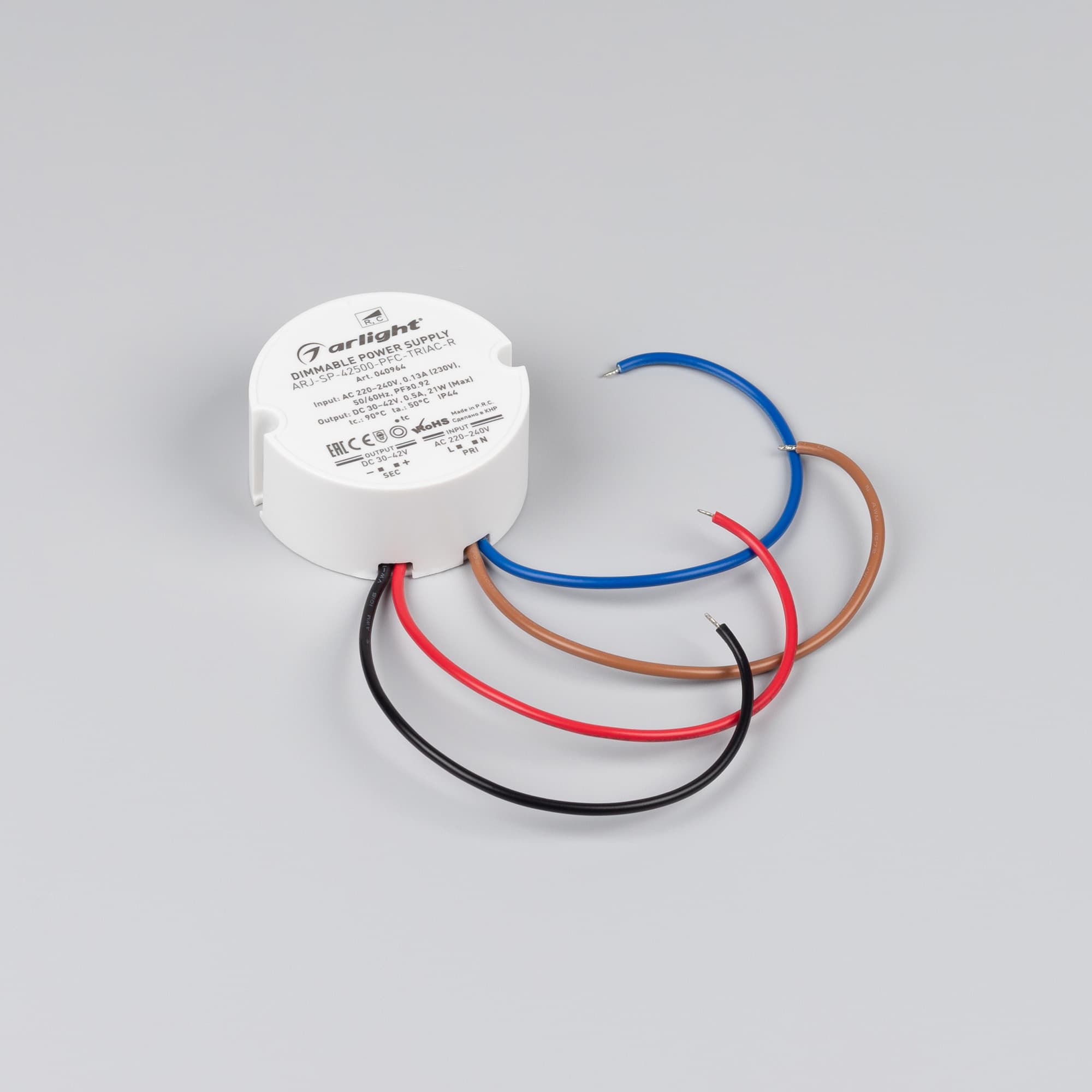 Блок питания ARJ-SP-42500-PFC-TRIAC-R (21W, 30-42V, 500mA) (Arlight, IP44 Пластик, 5 лет) 040964 — фото 2
