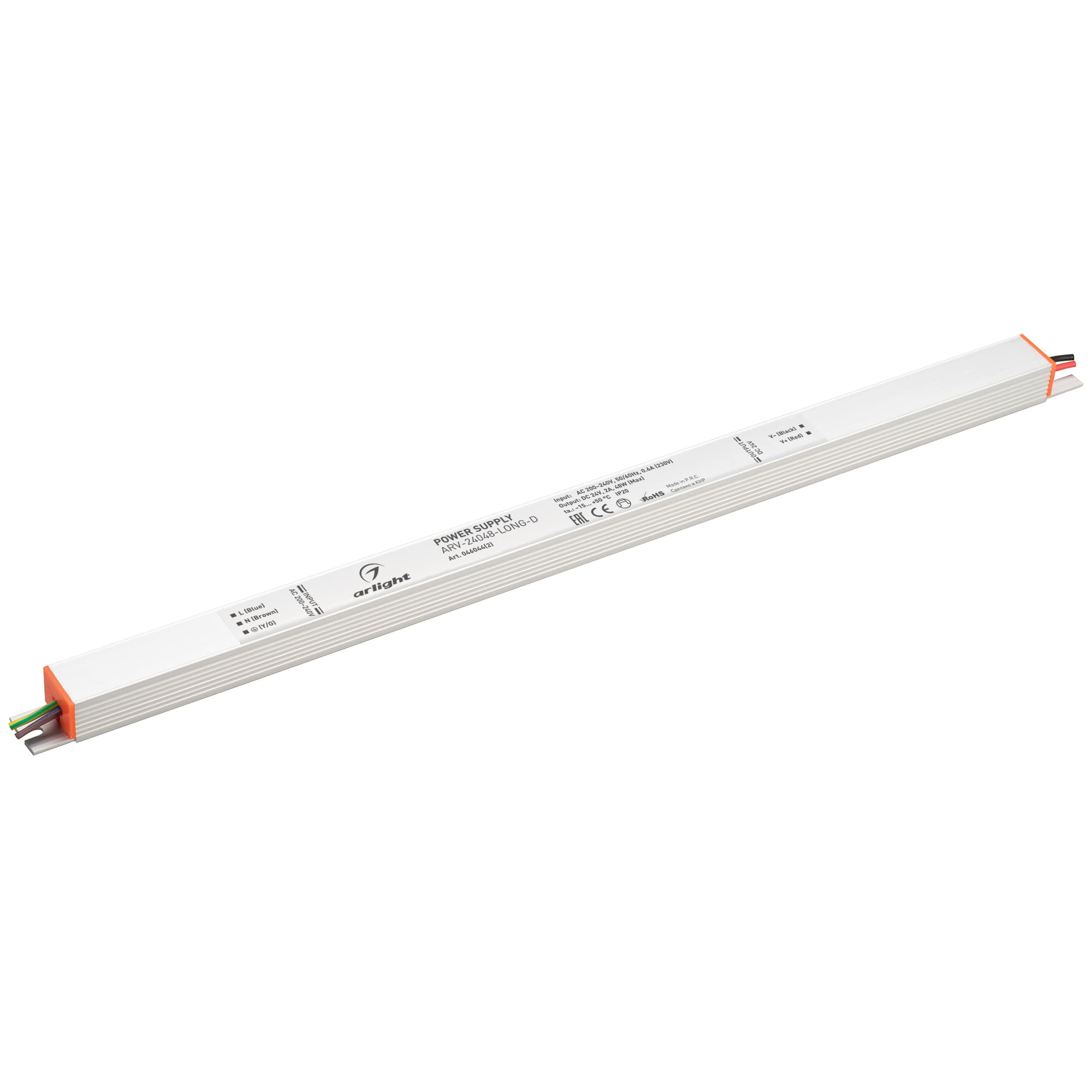 Блок питания ARV-24048-LONG-D (24V, 2A, 48W) (Arlight, IP20 Металл, 3 года) 046044(2) — фото 1