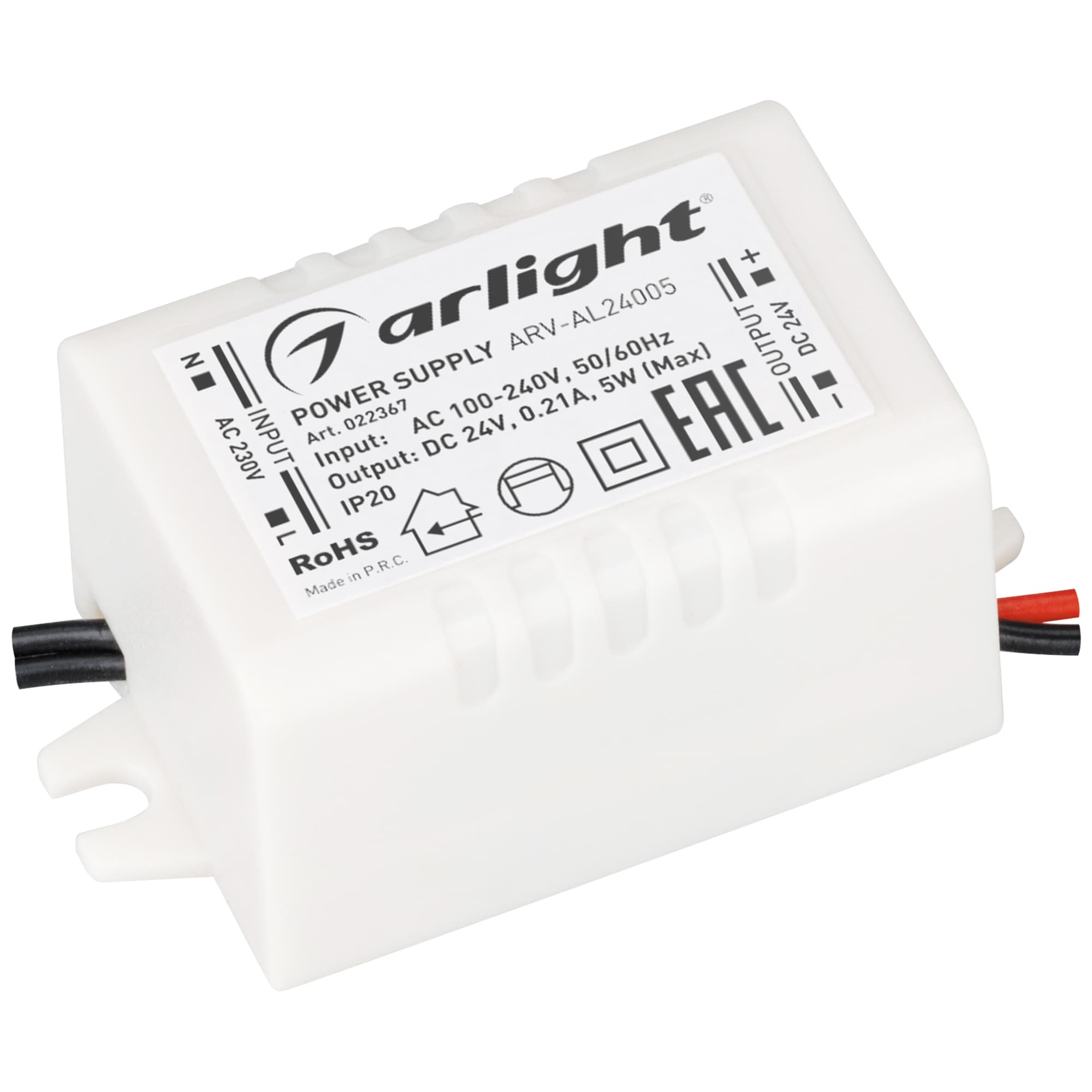 Блок питания ARV-AL24005 (24V, 0.21A, 5W) (Arlight, IP20 Пластик, 2 года) 022367 Arlight