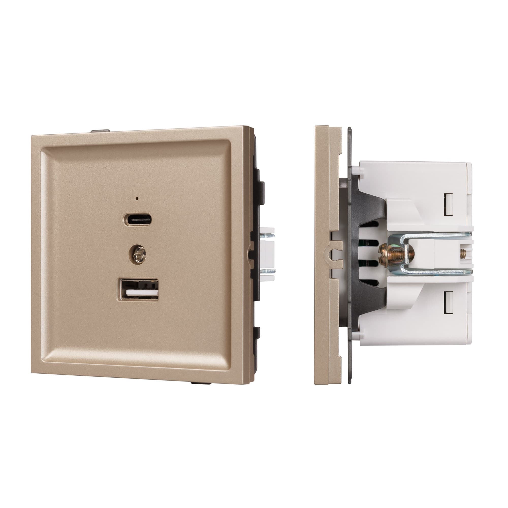 Механизм USB розетки SCT-TENDO-MUAC-PL-GD (5V, 3A, QC3) (Arlight, Песочный) 054097