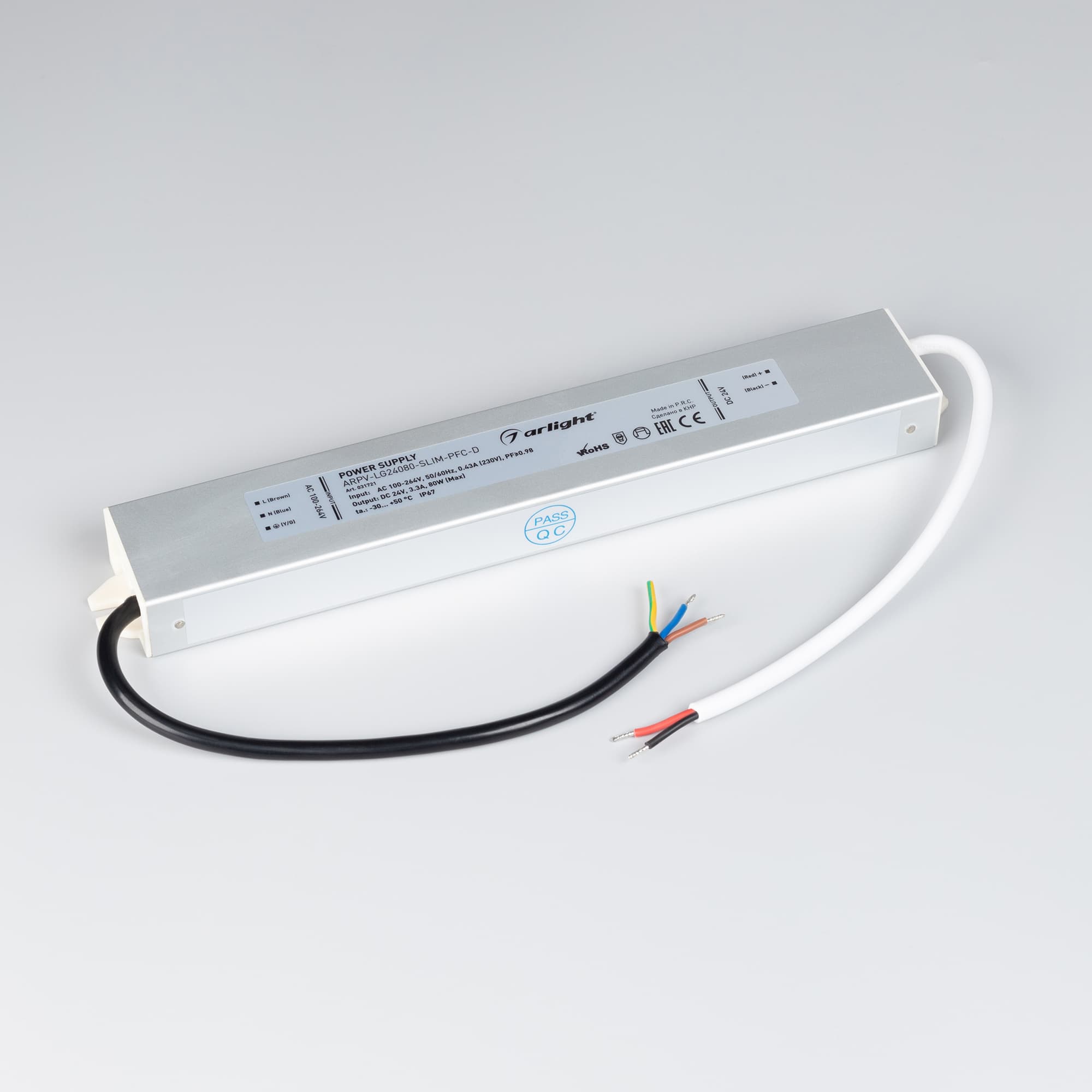 Блок питания ARPV-LG24080-SLIM-PFC-D (24V, 3.3A, 80W) (Arlight, IP67 Металл, 5 лет) 031721 — фото 2