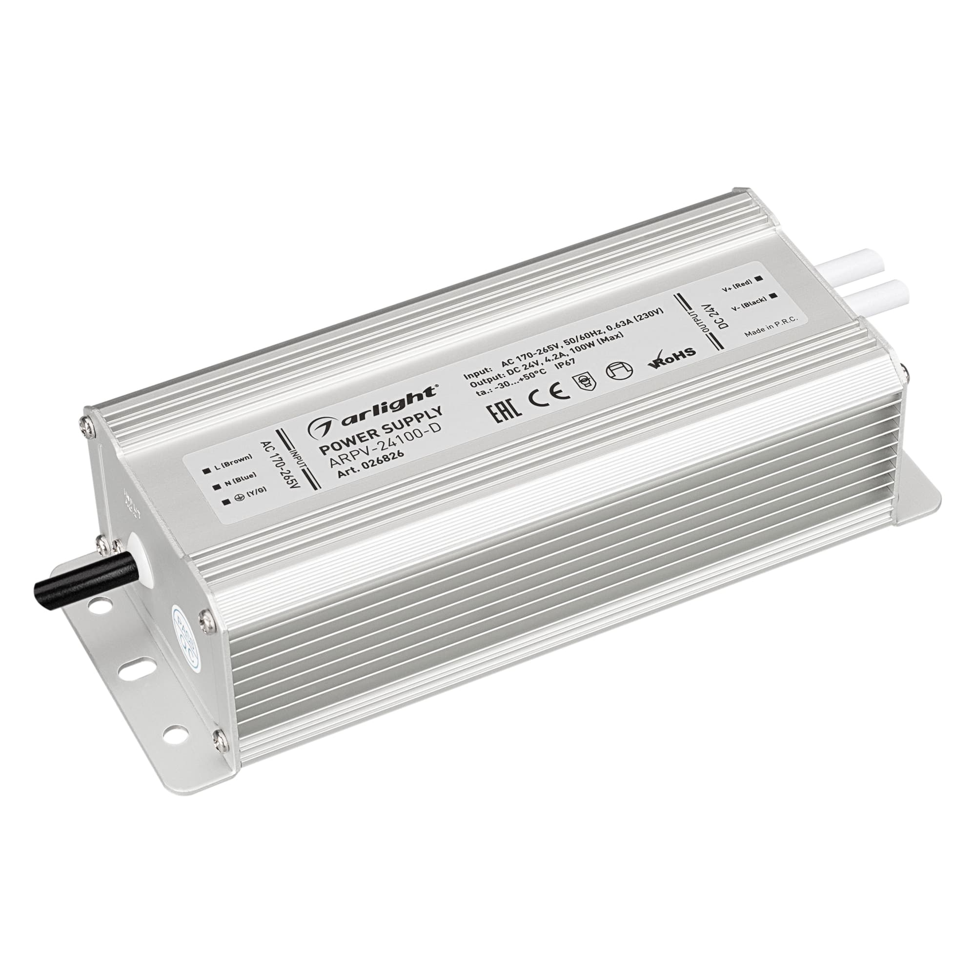 Блок питания ARPV-24100-D (24V, 4.2A, 100W) (Arlight, IP67 Металл, 3 года) 026826 — фото 1