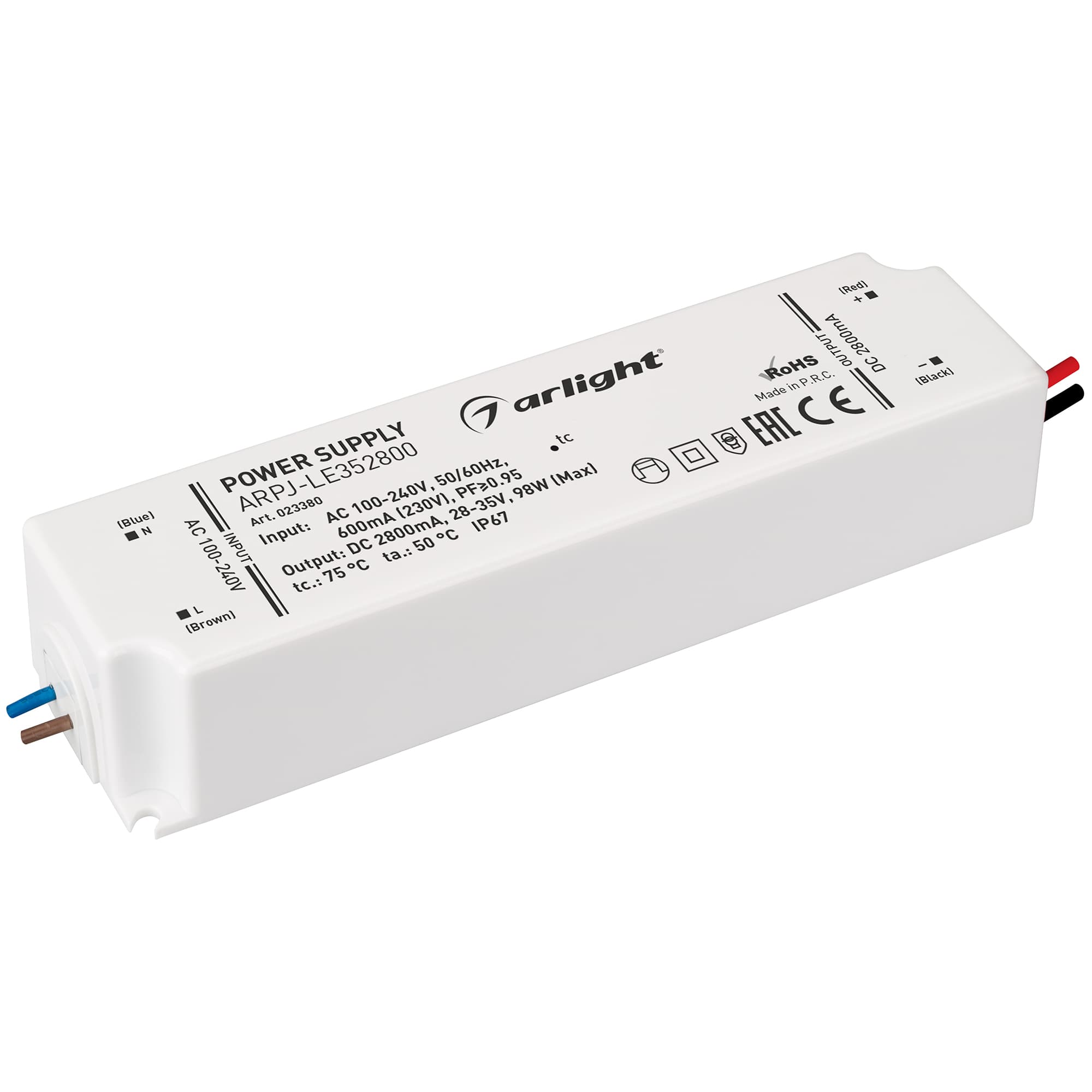 Блок питания ARPJ-LE352800 (98W, 2800mA, PFC) (Arlight, IP67 Пластик, 3 года) 023380