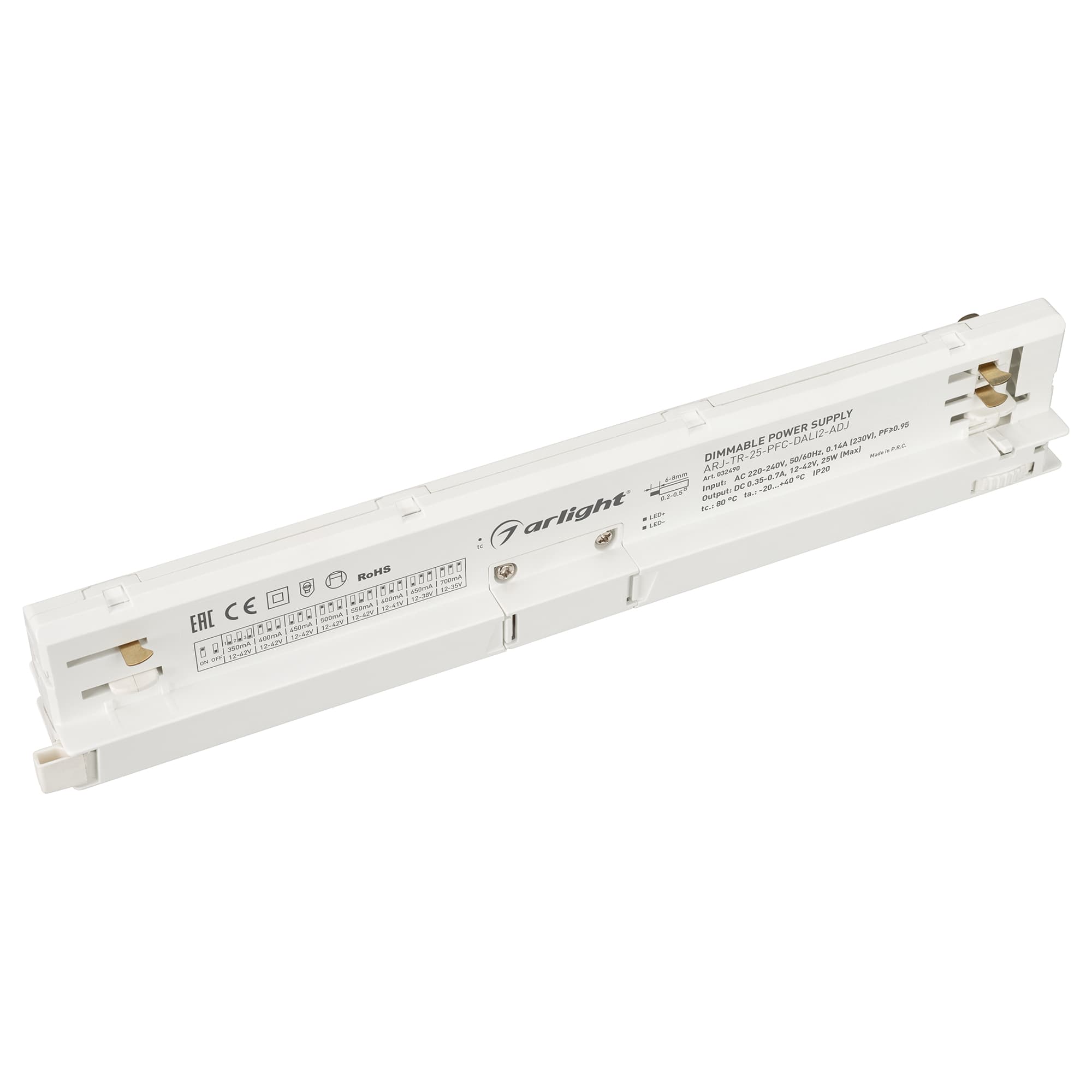 Блок питания для трековых систем ARJ-TR-25-PFC-DALI2-ADJ (25W, 350-700mA) (Arlight, IP20 Пластик, 5 лет) 032490