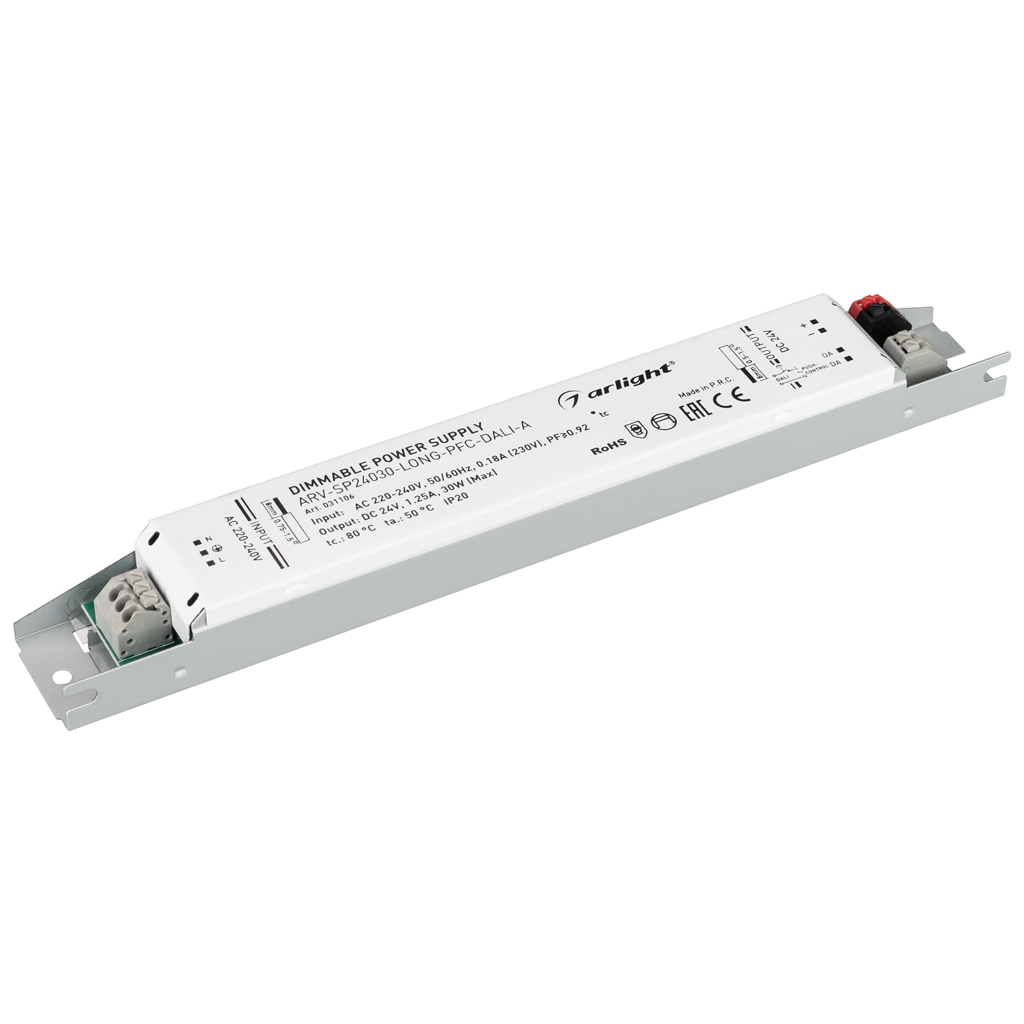 Блок питания ARV-SP24030-LONG-PFC-DALI-A (24V, 1.25A, 30W) (Arlight, IP20 Металл, 5 лет) 031106 — фото 1