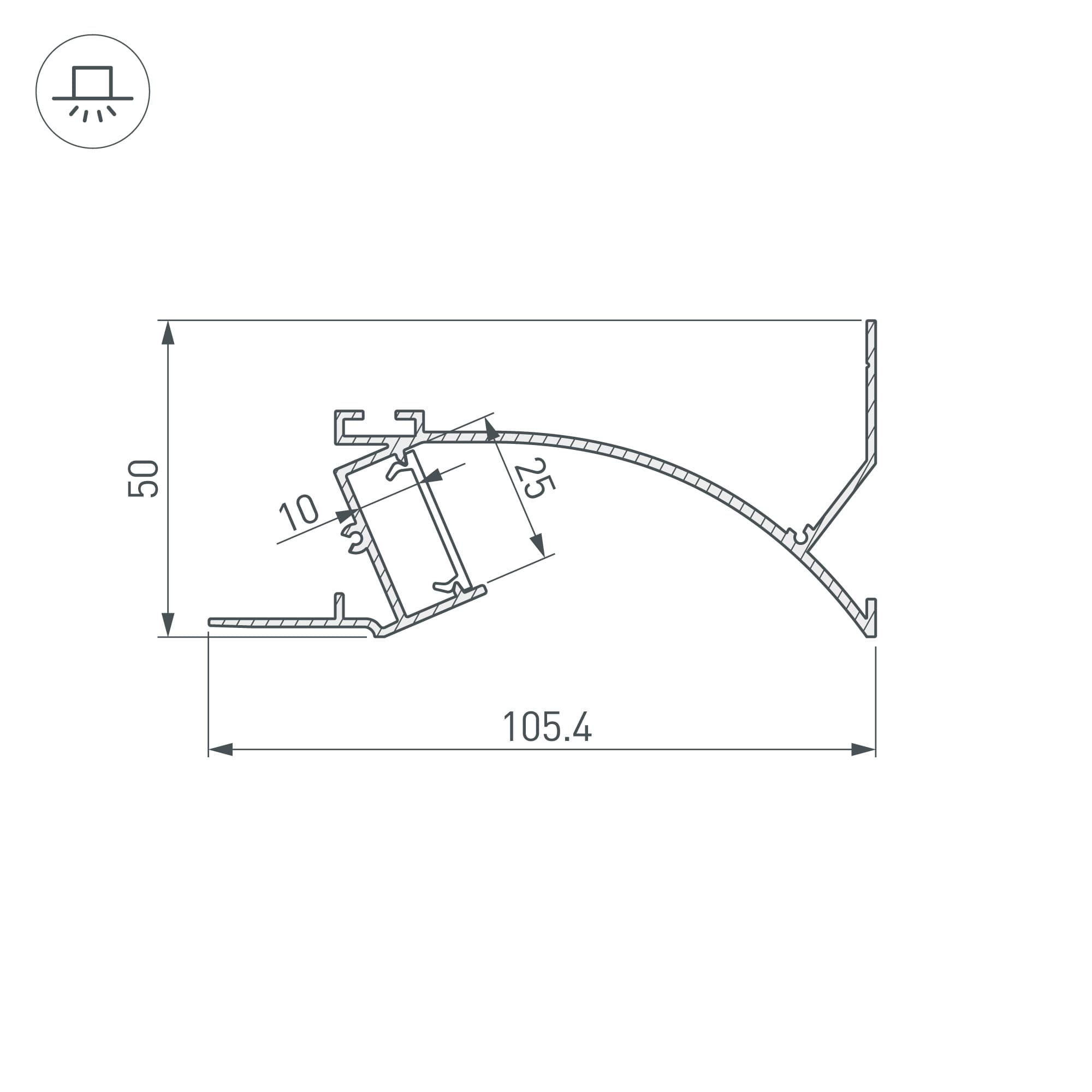 Профиль с экраном ALM-ARC-SIDE-2000 ANOD+FROST (Arlight, Алюминий) 029851 — фото 3
