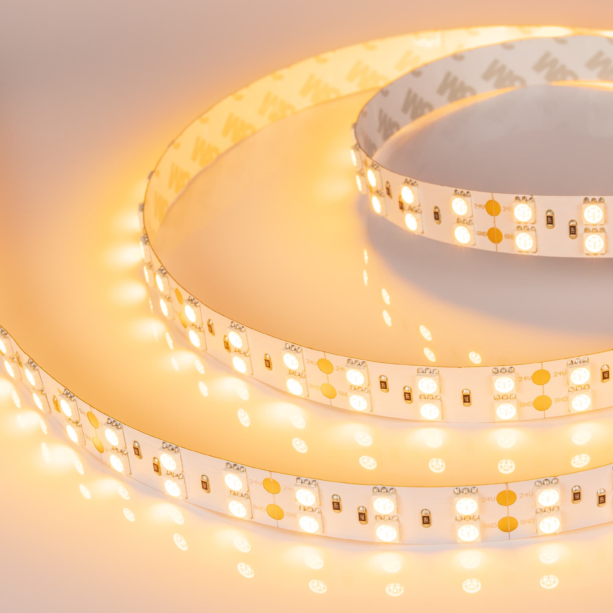 Светодиодная лента RT 2-5000 24V Yellow 2x2 (5060, 600 LED, LUX) (Arlight, 28.8 Вт/м, IP20) 011263 — фото 3