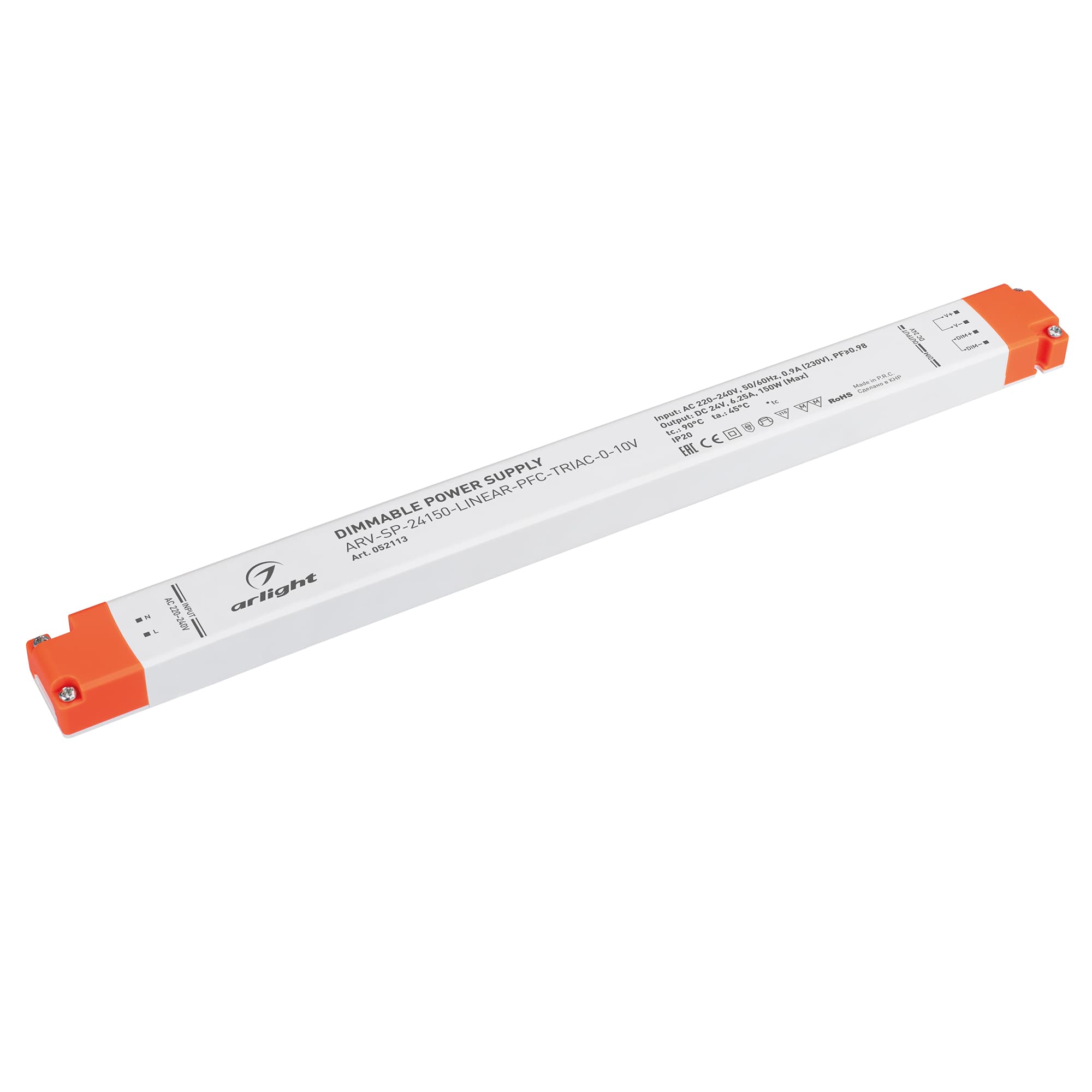 Блок питания ARV-SP-24150-LINEAR-PFC-TRIAC-0-10V (24V, 6.25A, 150W) (Arlight, IP20 Пластик, 5 лет) 052113 Arlight — фото 1
