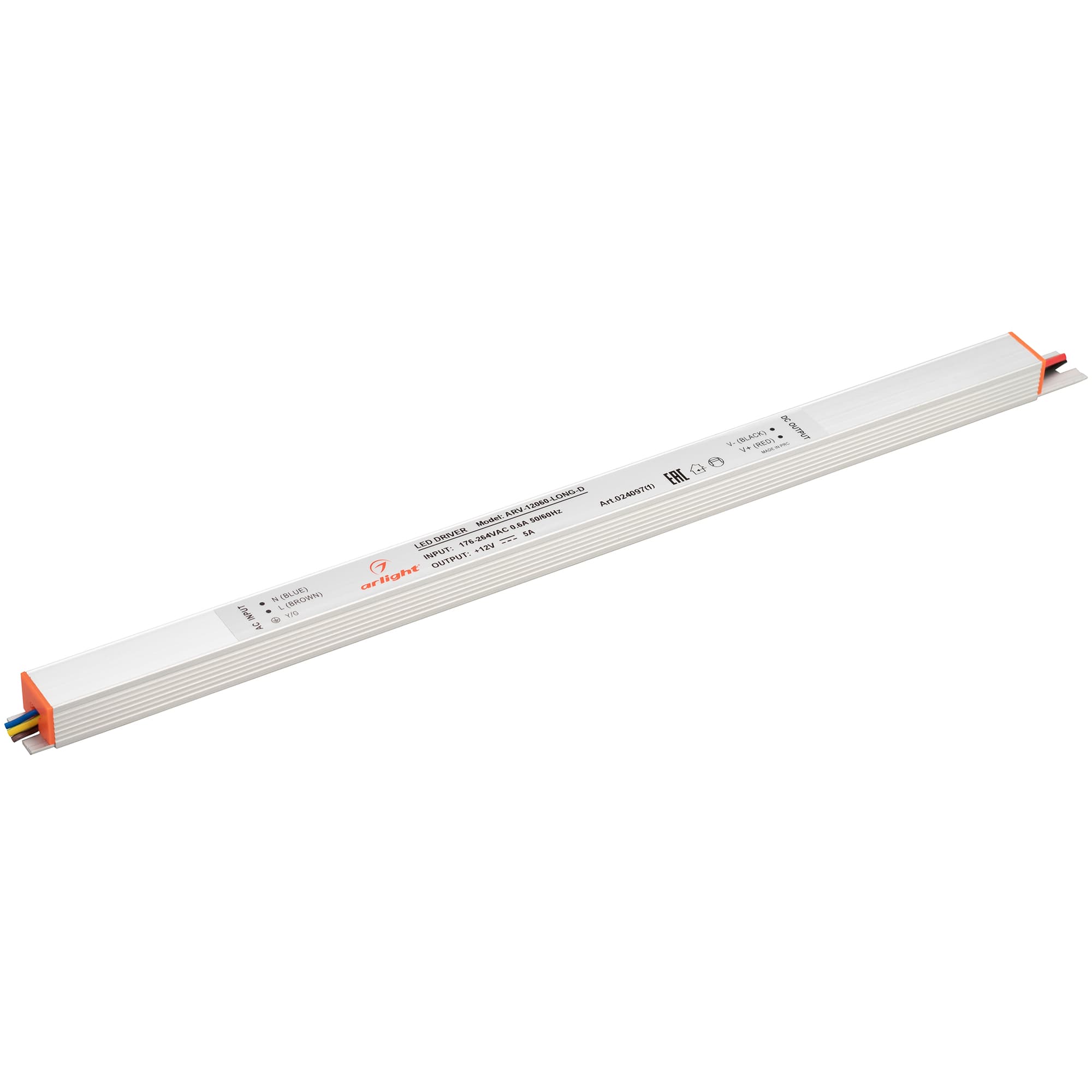 Блок питания ARV-12060-LONG-D (12V, 5A, 60W) (Arlight, IP20 Металл, 2 года) 024097(1) — фото 1