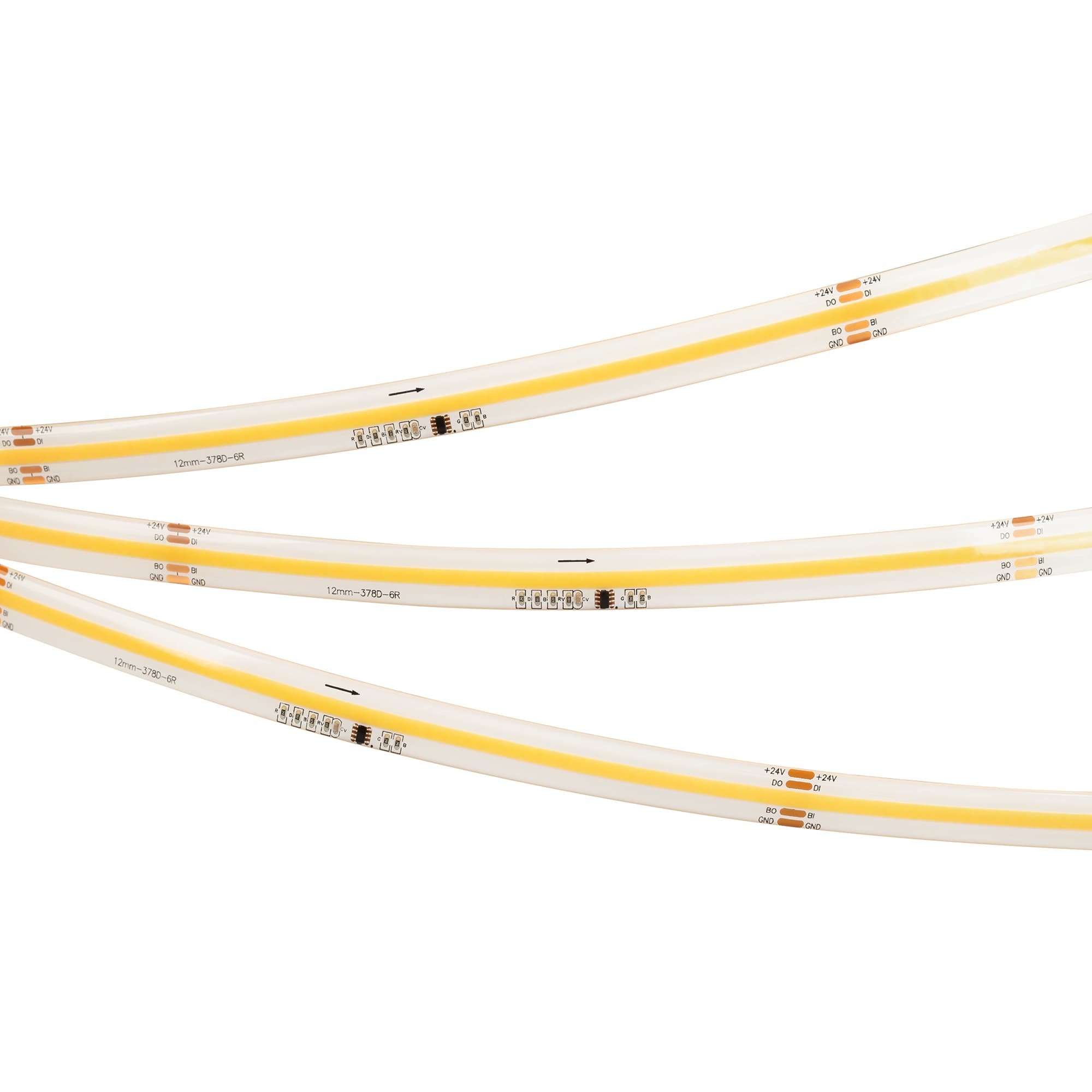 Светодиодная лента герметичная SPI-COB-SE-X378-12mm 24V Warm3000-PX63-BPT (7 W/m, IP65, 5m) (Arlight, бегущий огонь) 041739 — фото 2