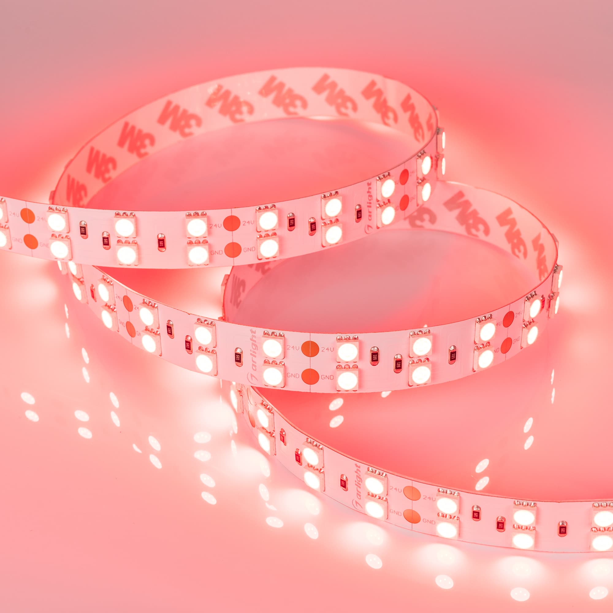 Светодиодная лента RT 2-5000 24V Red 2x2 (5060, 600 LED, LUX) (Arlight, 26 Вт/м, IP20) 011258 — фото 4