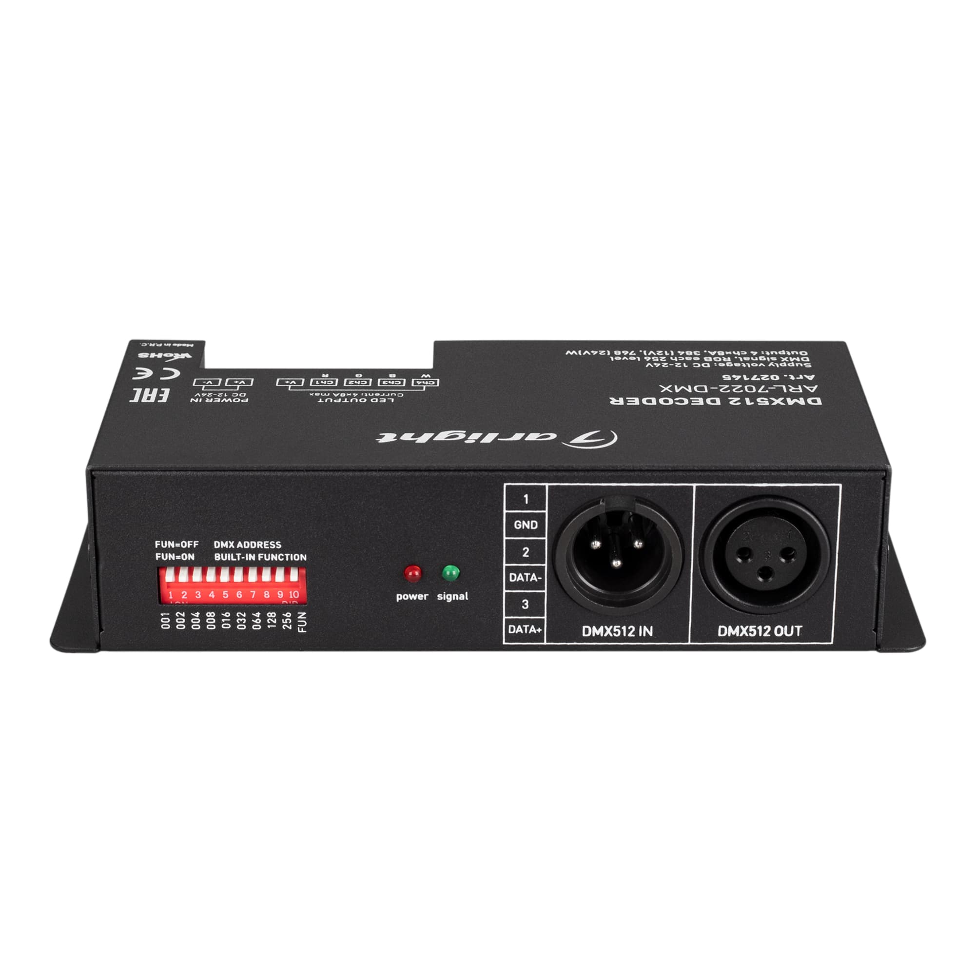 Декодер ARL-7022-DMX (12-24V, 4x8A, DMX512, XLR3) (Arlight, IP20 Металл, 3 года) 027145 Arlight — фото 2
