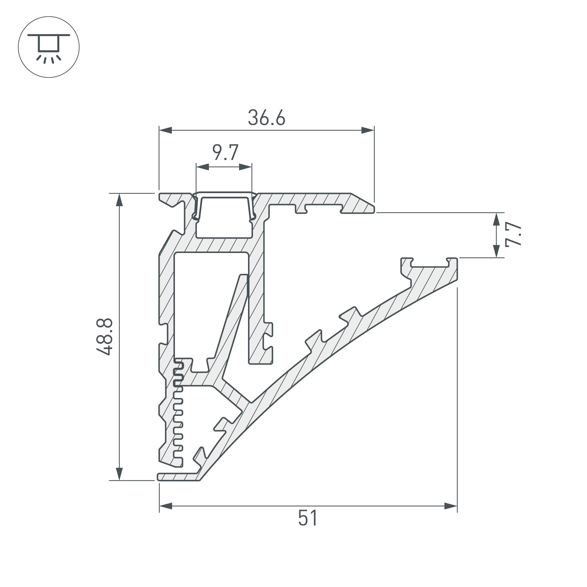 Профиль SHELF-600-2000 ANOD (Arlight, Алюминий) 060498 — фото 5