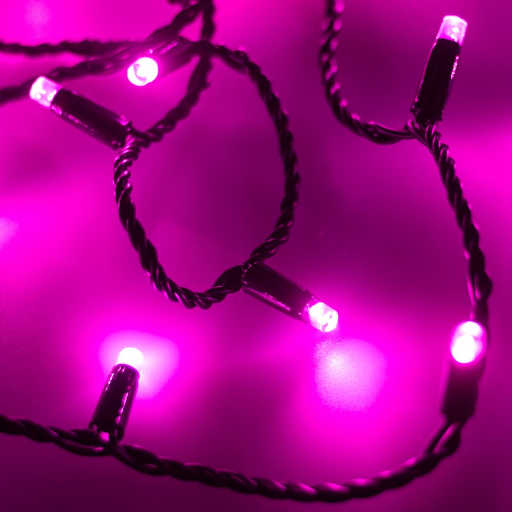 Arlight Светодиодная гирлянда ARD-STRING-CLASSIC-10000-BLACK-100LED-STD PINK (230V, 7W) (Ardecoled, IP65) 025806