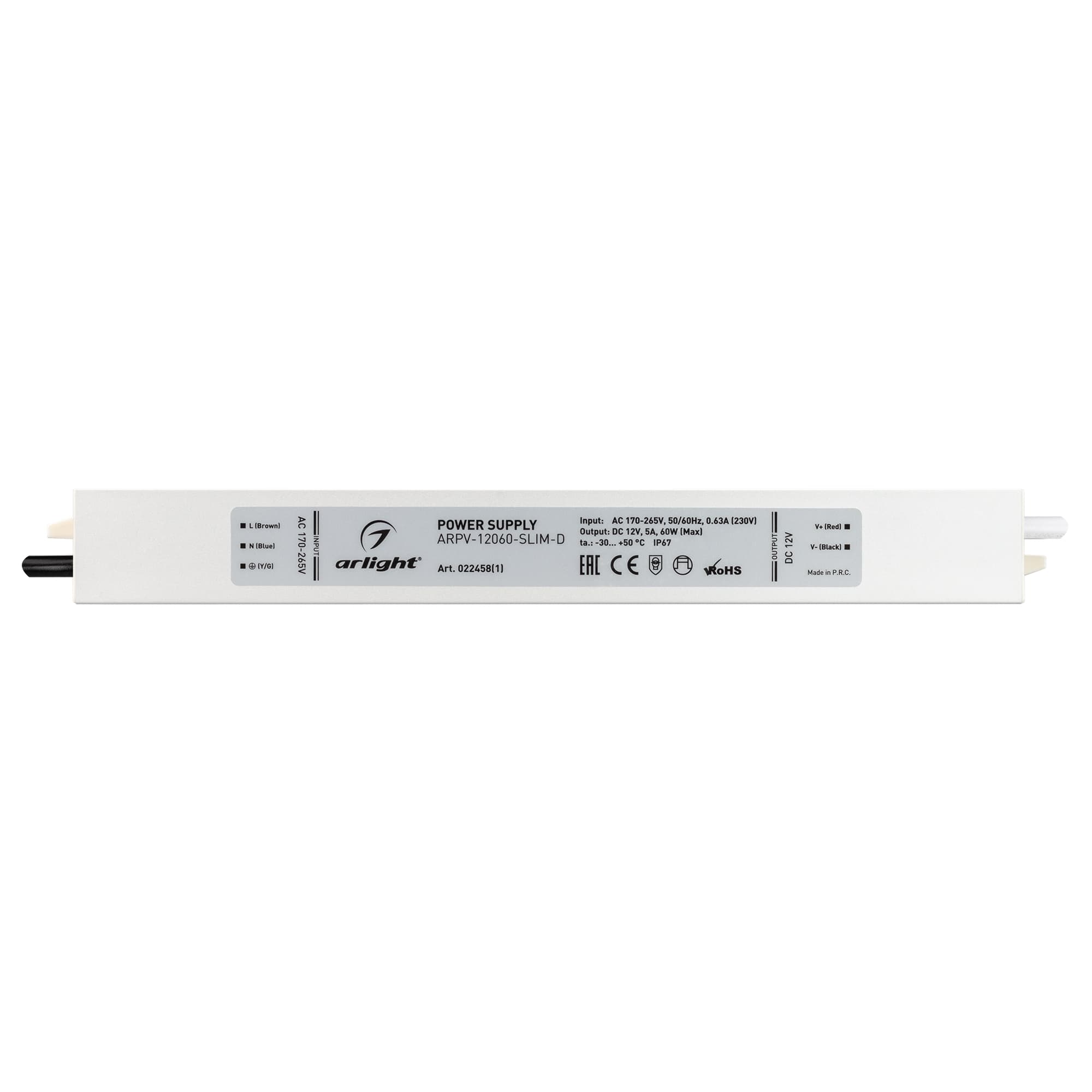 Блок питания ARPV-12060-SLIM-D (12V, 5A, 60W) (Arlight, IP67 Металл, 3 года) 022458(1) — фото 2