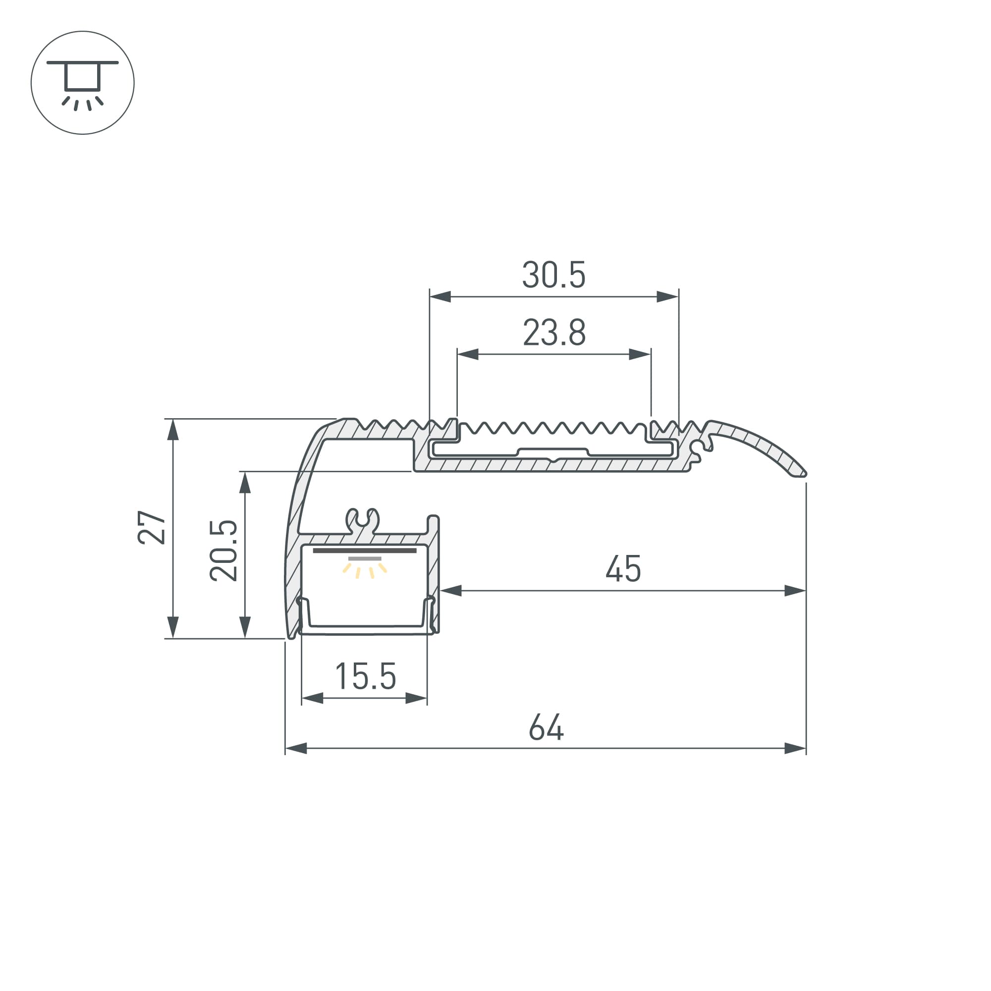 Профиль STAIR-W65-2000 ANOD BLACK (Arlight, Алюминий) 045663 — фото 3