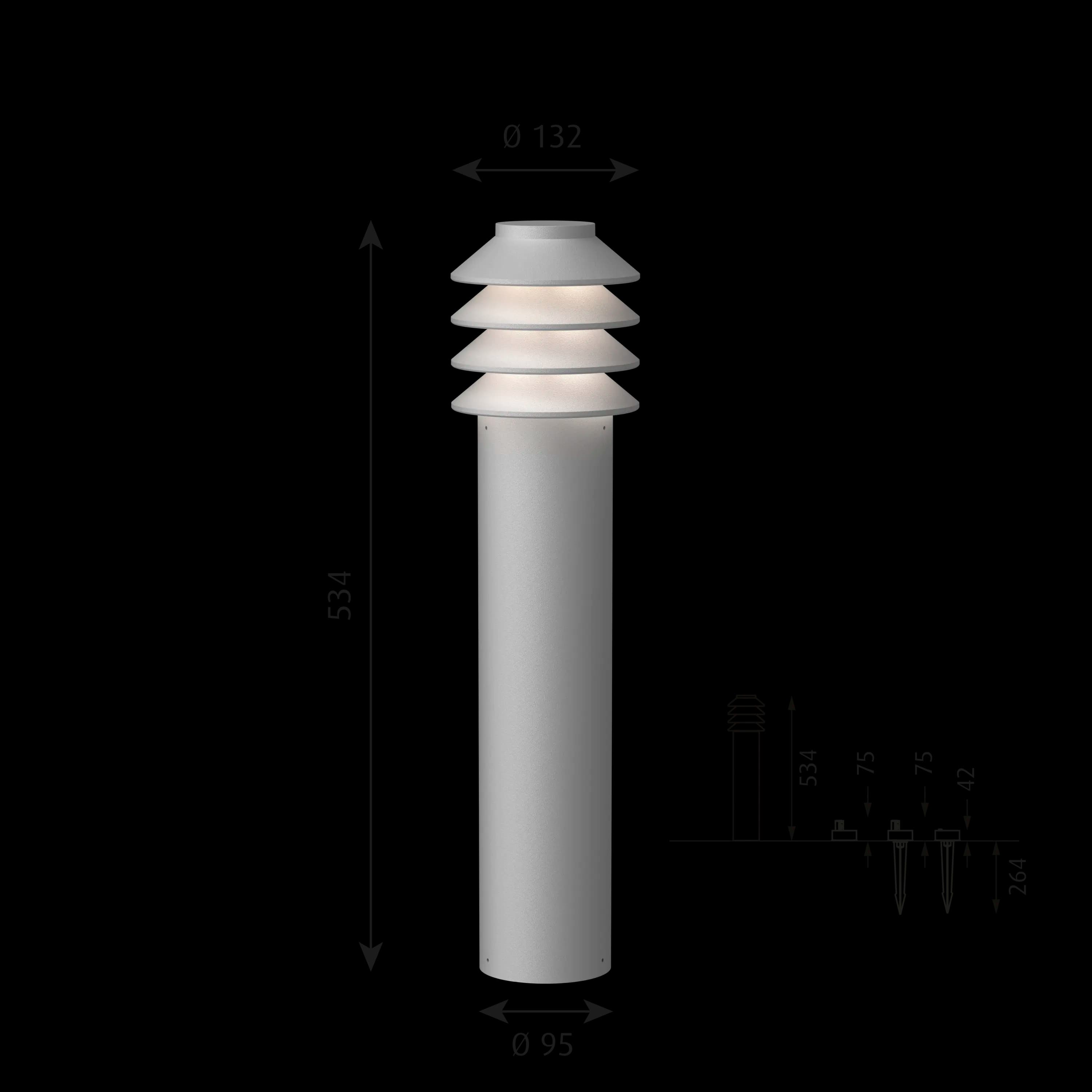 Louis Poulsen Bysted Garden Bollard Aluminium colour texture LONG — фото 8