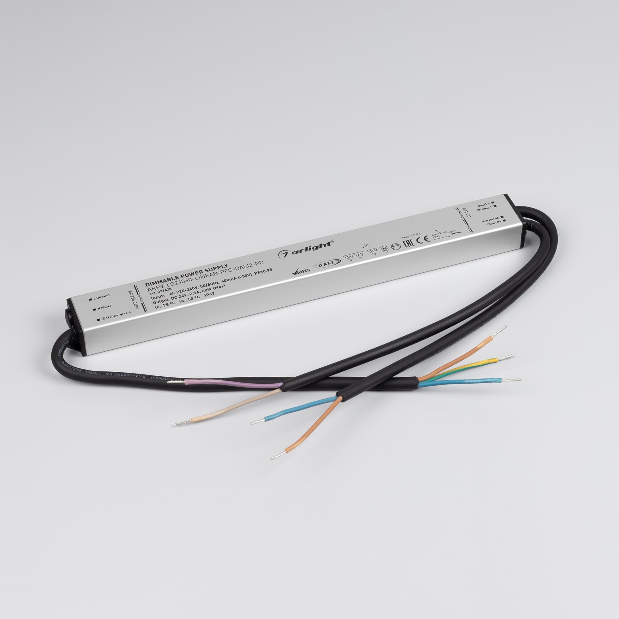 Блок питания ARPV-LG24060-LINEAR-PFC-DALI2-PD (24V, 2.5A, 60W) (Arlight, IP67 Металл, 5 лет) 033428 — фото 3