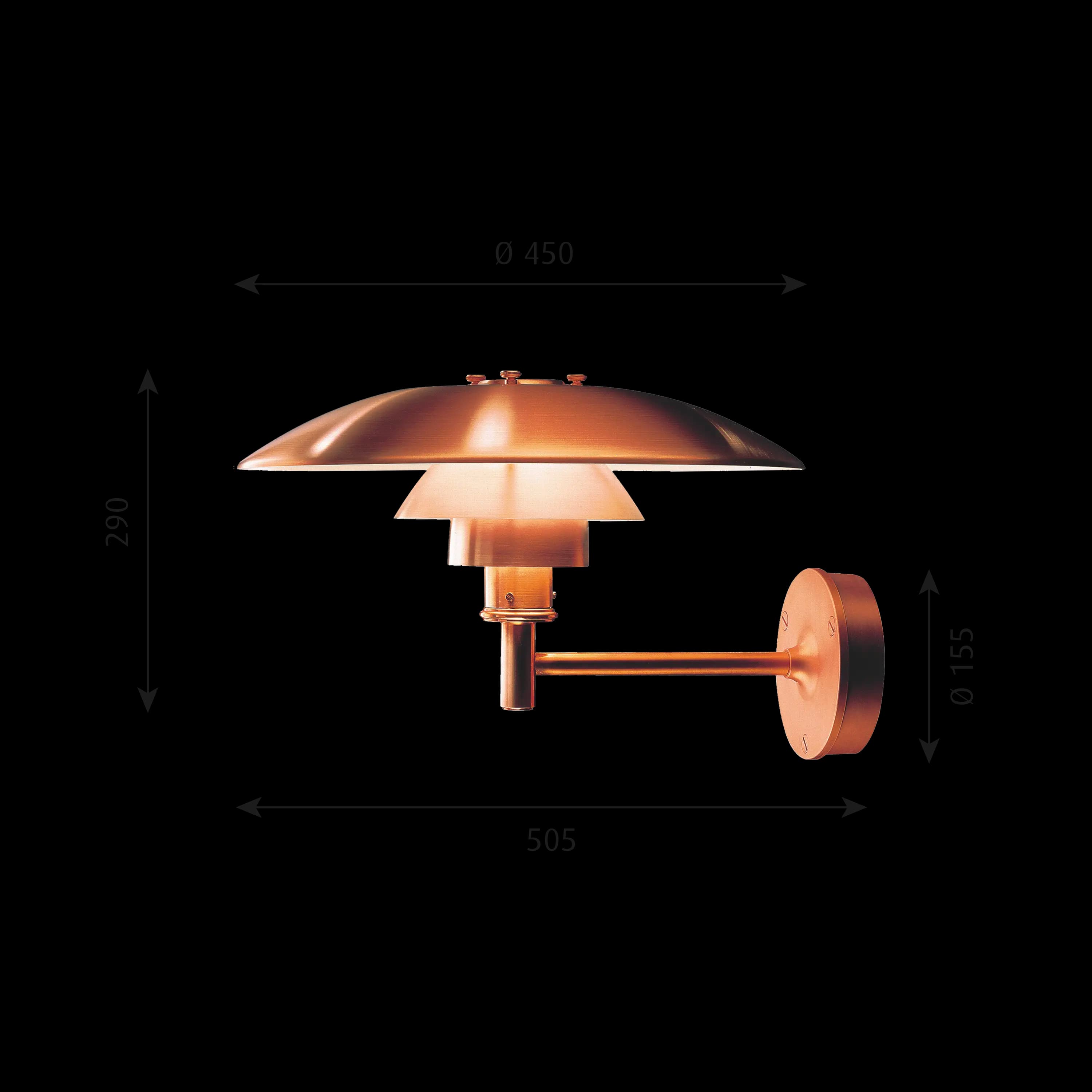 Louis Poulsen PH 4½-3 Outdoor Wall Lamp Brushed copper — фото 5
