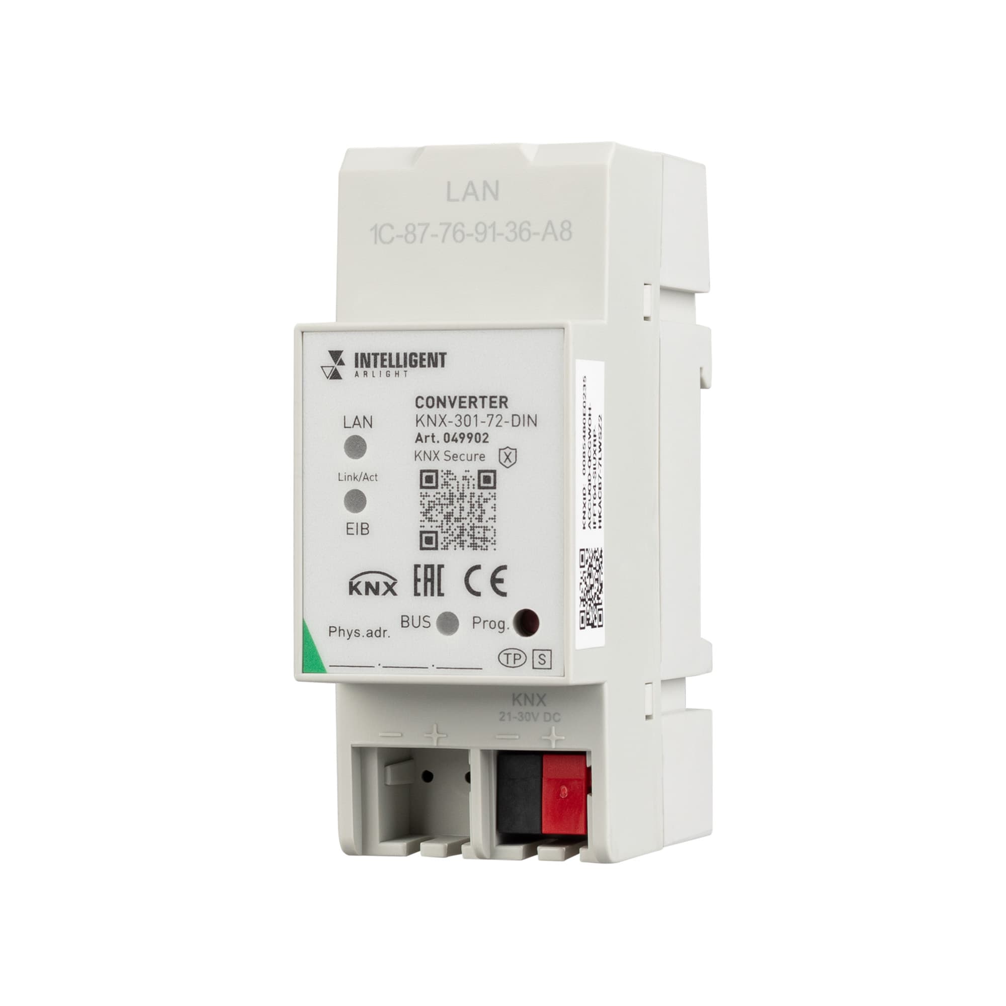 INTELLIGENT ARLIGHT Конвертер KNX-301-72-DIN Grey (BUS, RJ-45, KNX-IP) (IARL, IP20 Пластик, 2 года) 049902 — фото 1