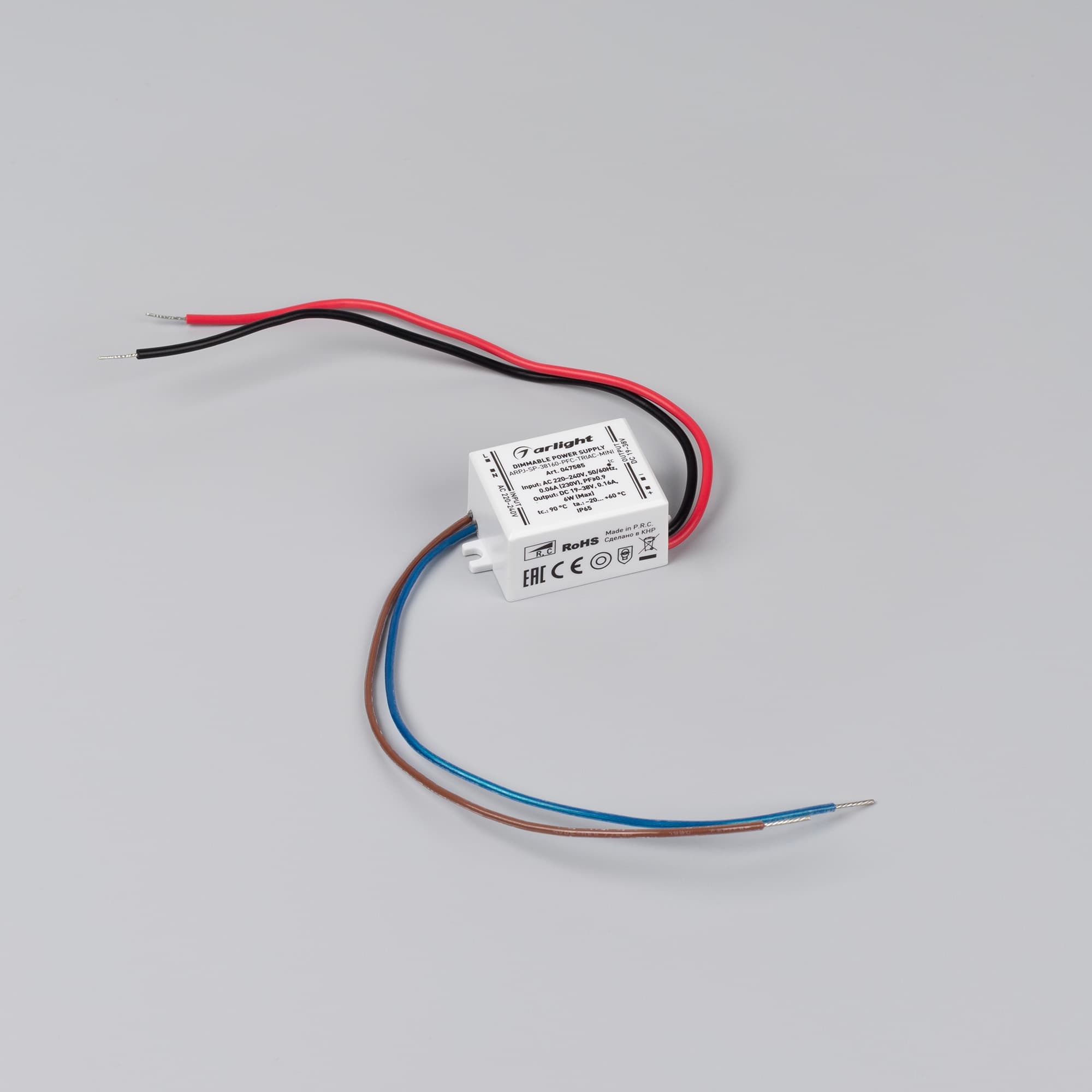 Блок питания ARPJ-SP-38160-PFC-TRIAC-MINI (6W, 19-38V, 160mA) (Arlight, IP65 Пластик, 5 лет) 047585 — фото 2