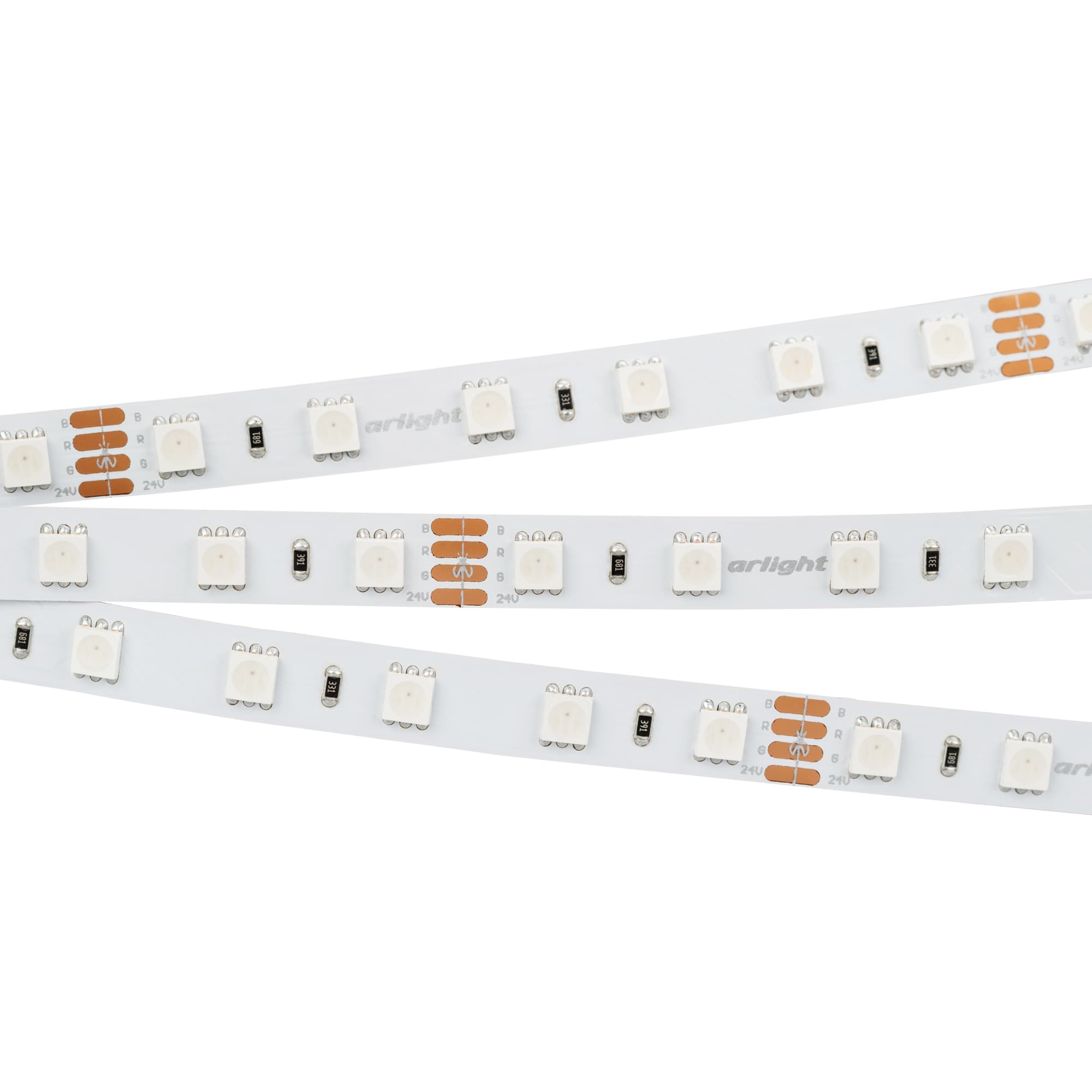 Светодиодная лента RT 2-5000 24V RGB 2x (5060, 300 LED, LUX) (Arlight, 14.4 Вт/м, IP20) 010367(B) — фото 1