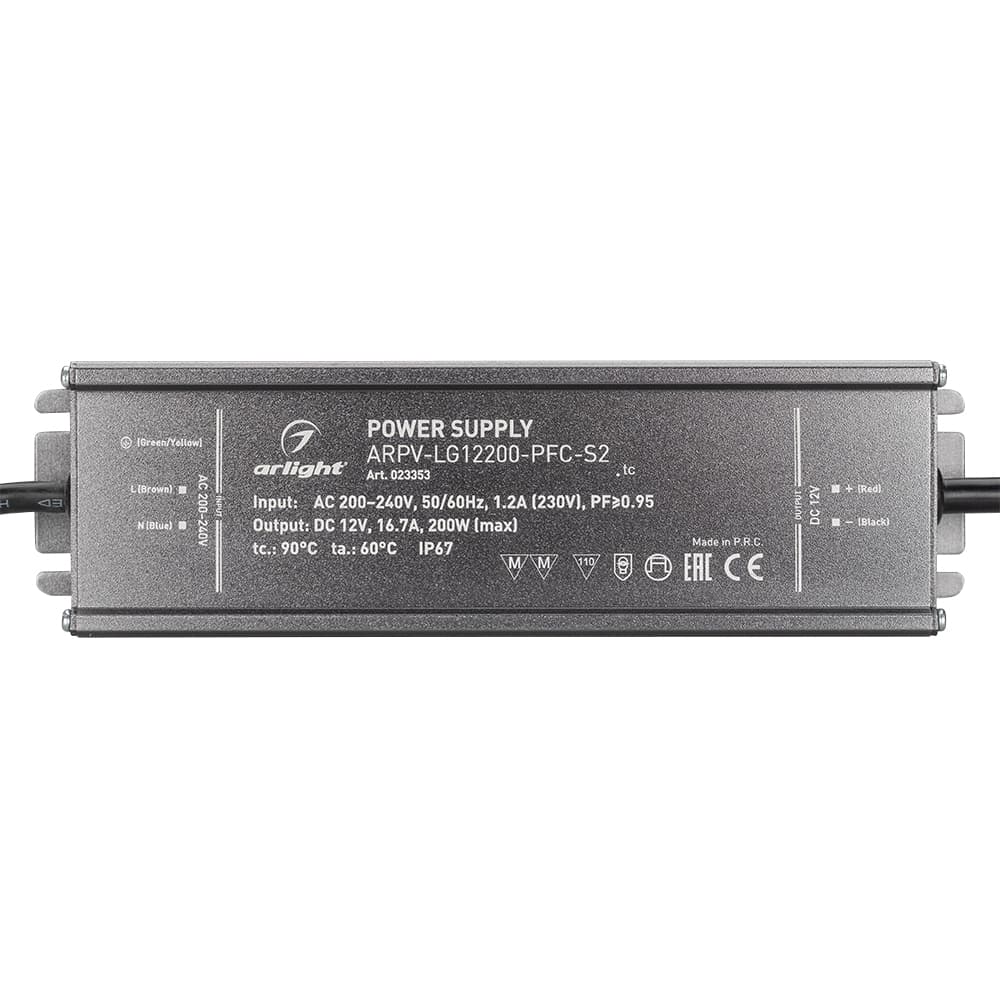 Блок питания ARPV-LG12200-PFC-S2 (12V, 16.7A, 200W) (Arlight, IP67 Металл, 5 лет) 023353 Arlight — фото 2