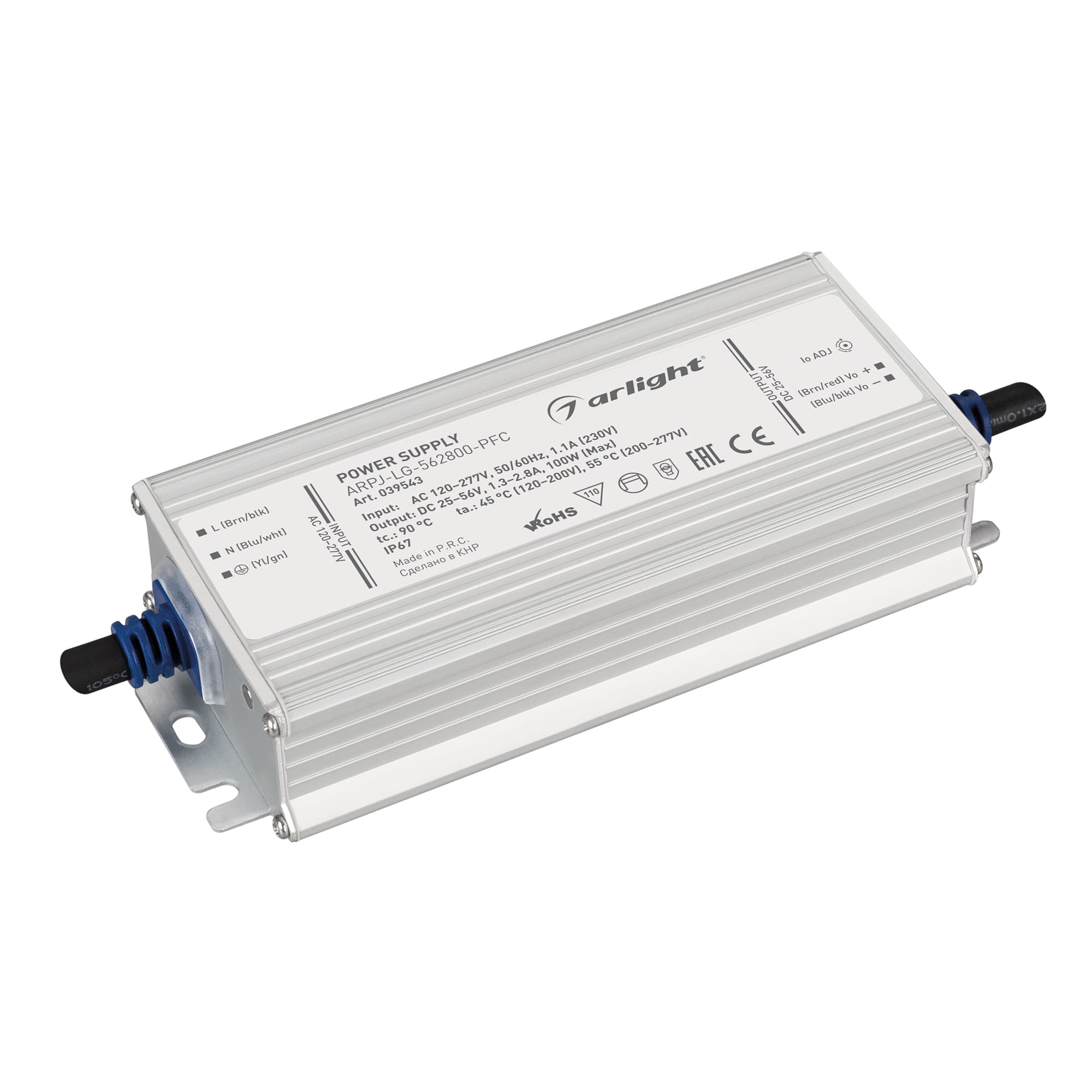 Блок питания ARPJ-LG-562800-PFC (100W, 25-56V, 1.3-2.8A) (Arlight, IP67 Металл, 5 лет) 039543 — фото 1