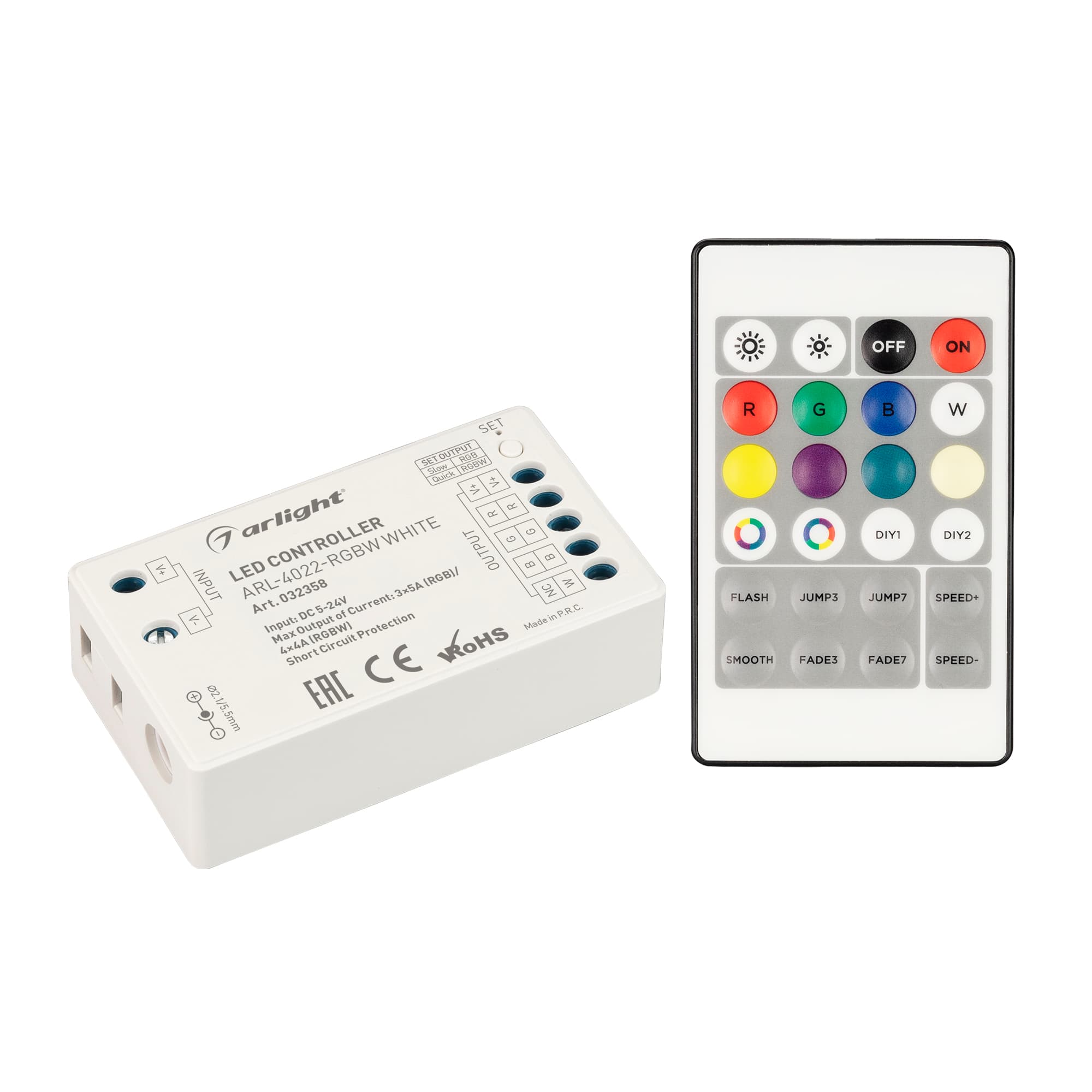 Контроллер ARL-4022-RGBW White (5-24V, 4x4A, ПДУ 24кн, RF) (Arlight, IP20 Пластик, 3 года) 032358 — фото 1
