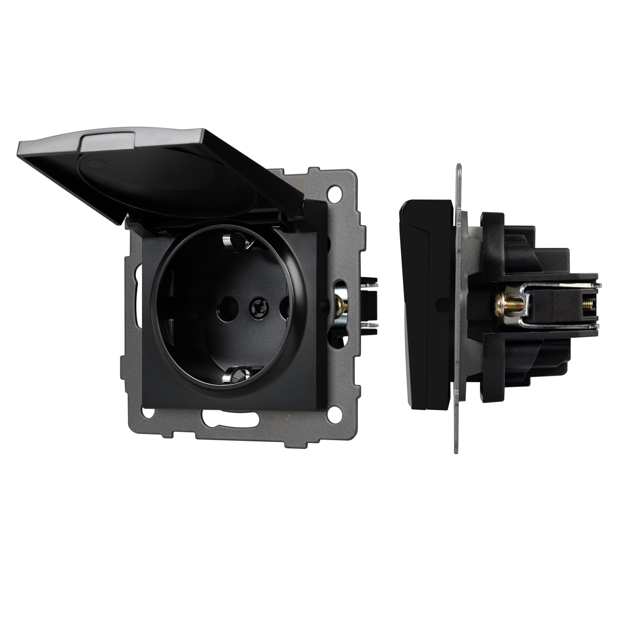 Механизм розетки влагозащищённый SCT-MCP-PL-BK-V (250V, 16A) (Arlight, -) 049835