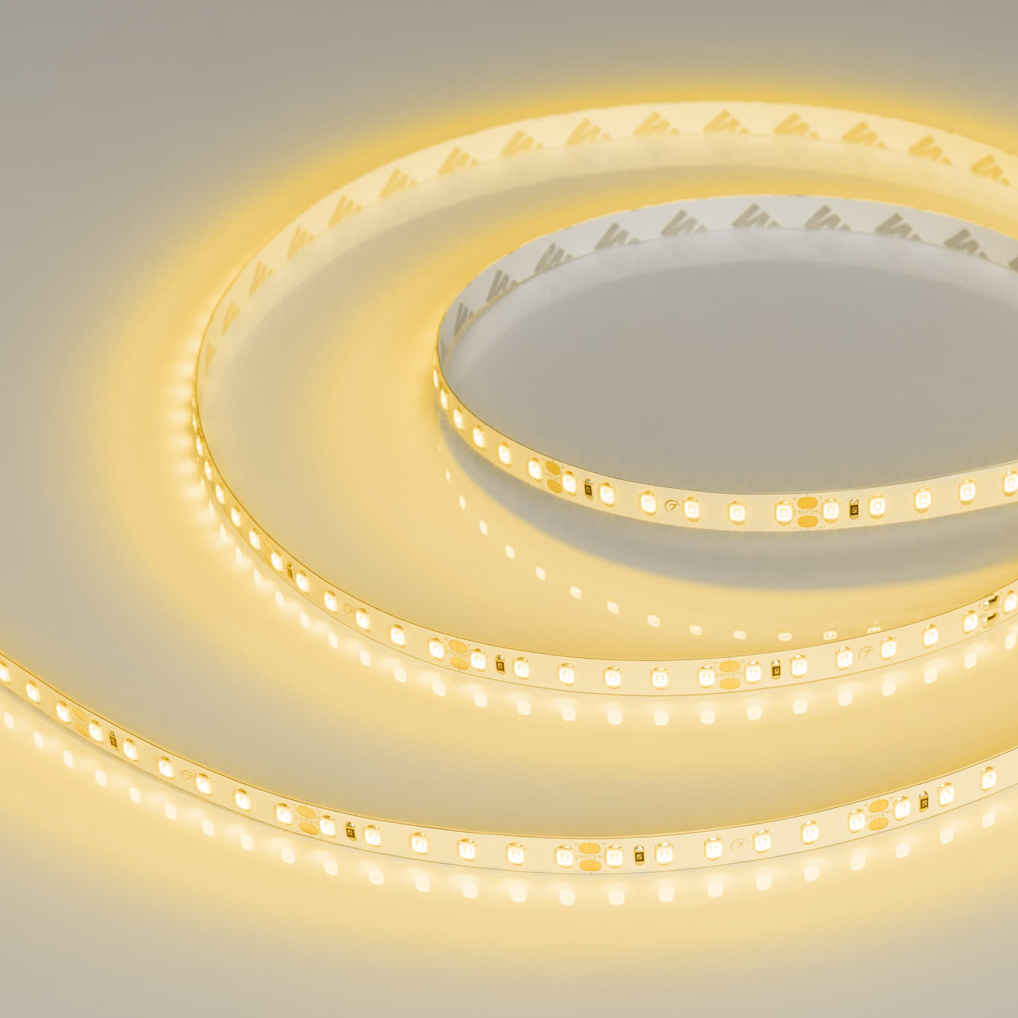 Светодиодная лента RT-A120-8mm 24V Yellow (9.6 W/m, IP20, 2835, 5m) (Arlight, Открытый) 008780(2) — фото 1