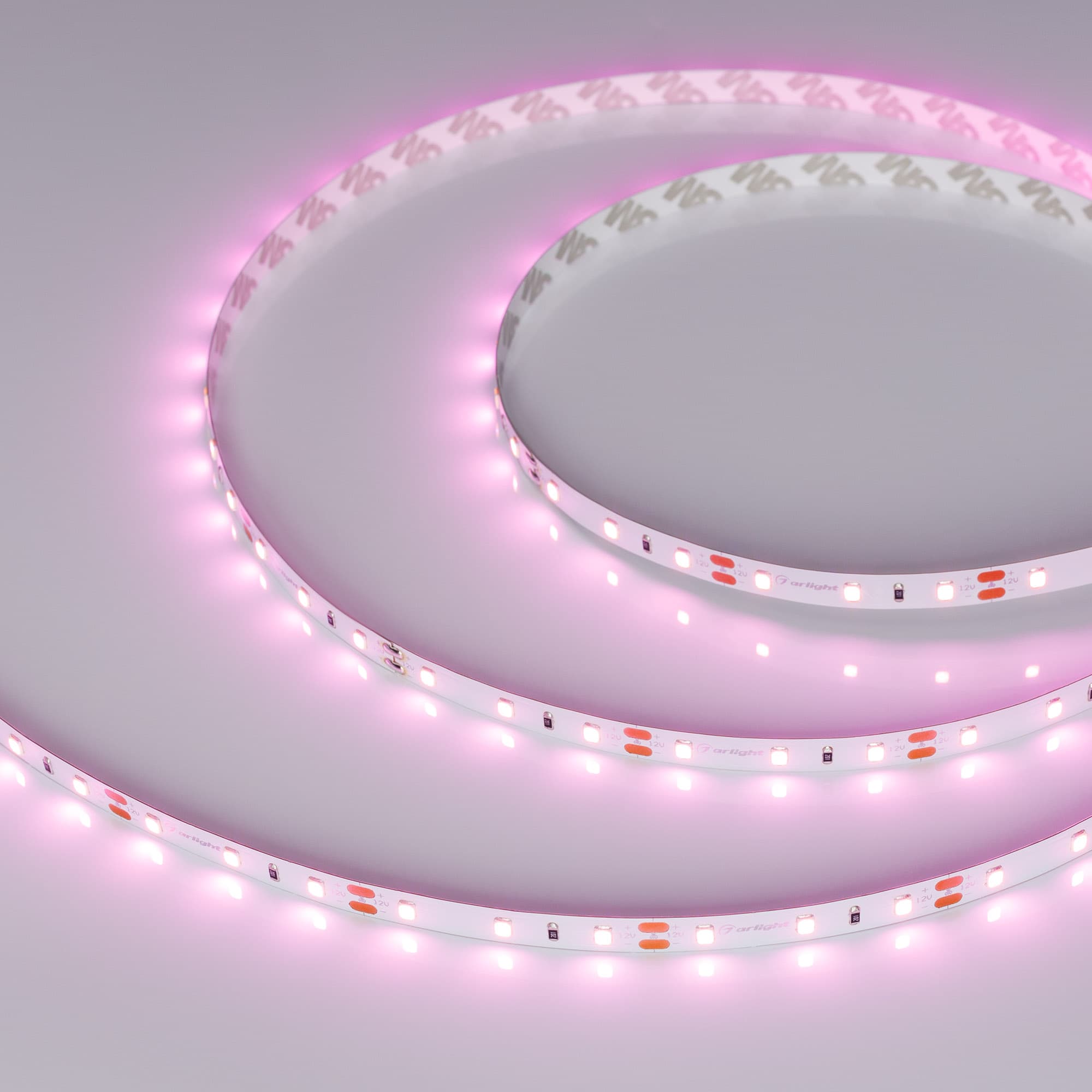 Светодиодная лента RT-A60-8mm 12V Pink (4.8 W/m, IP20, 2835, 5m) (Arlight, 4.8 Вт/м, IP20) 013571(2) — фото 1
