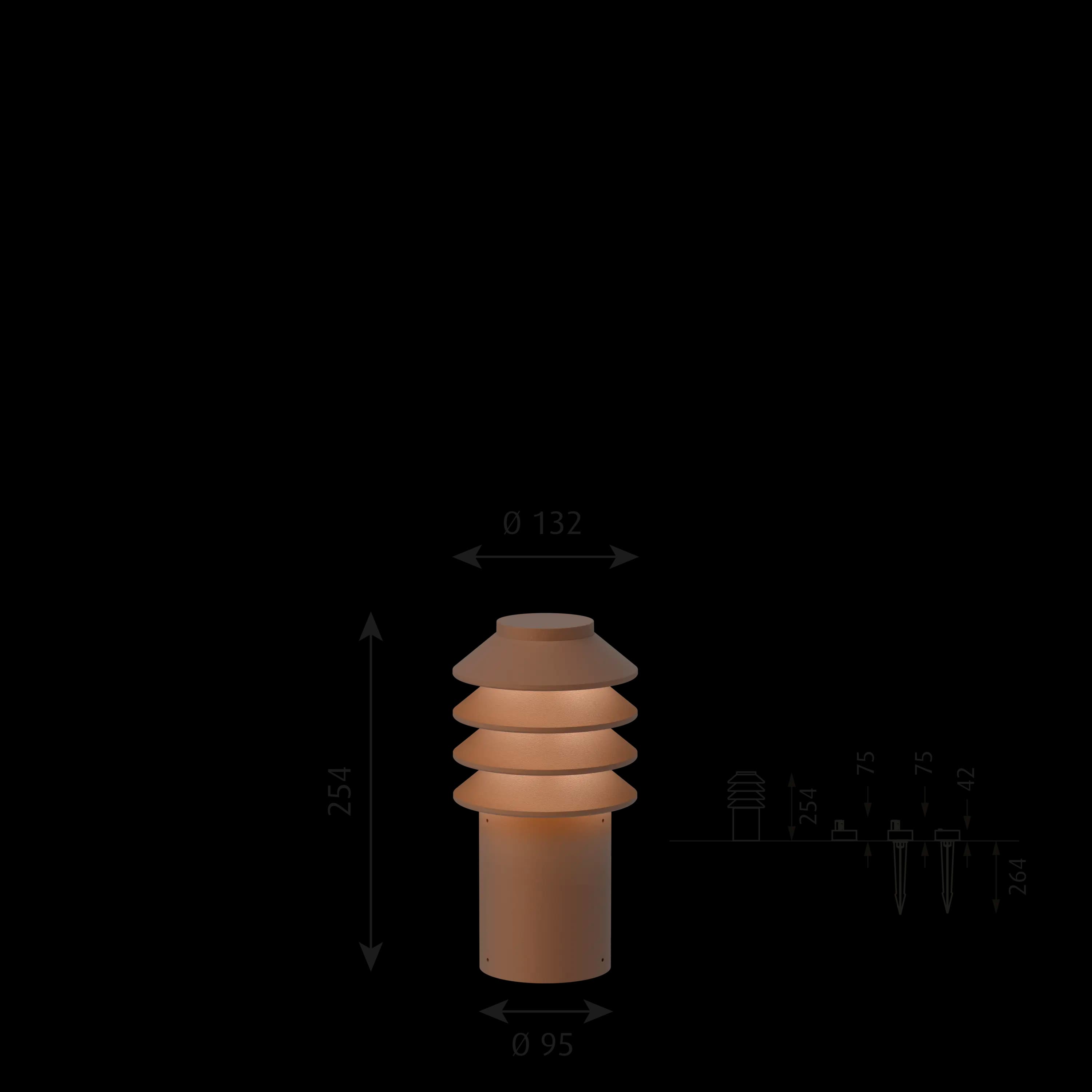 Louis Poulsen Bysted Garden Bollard Corten colour SHORT — фото 8