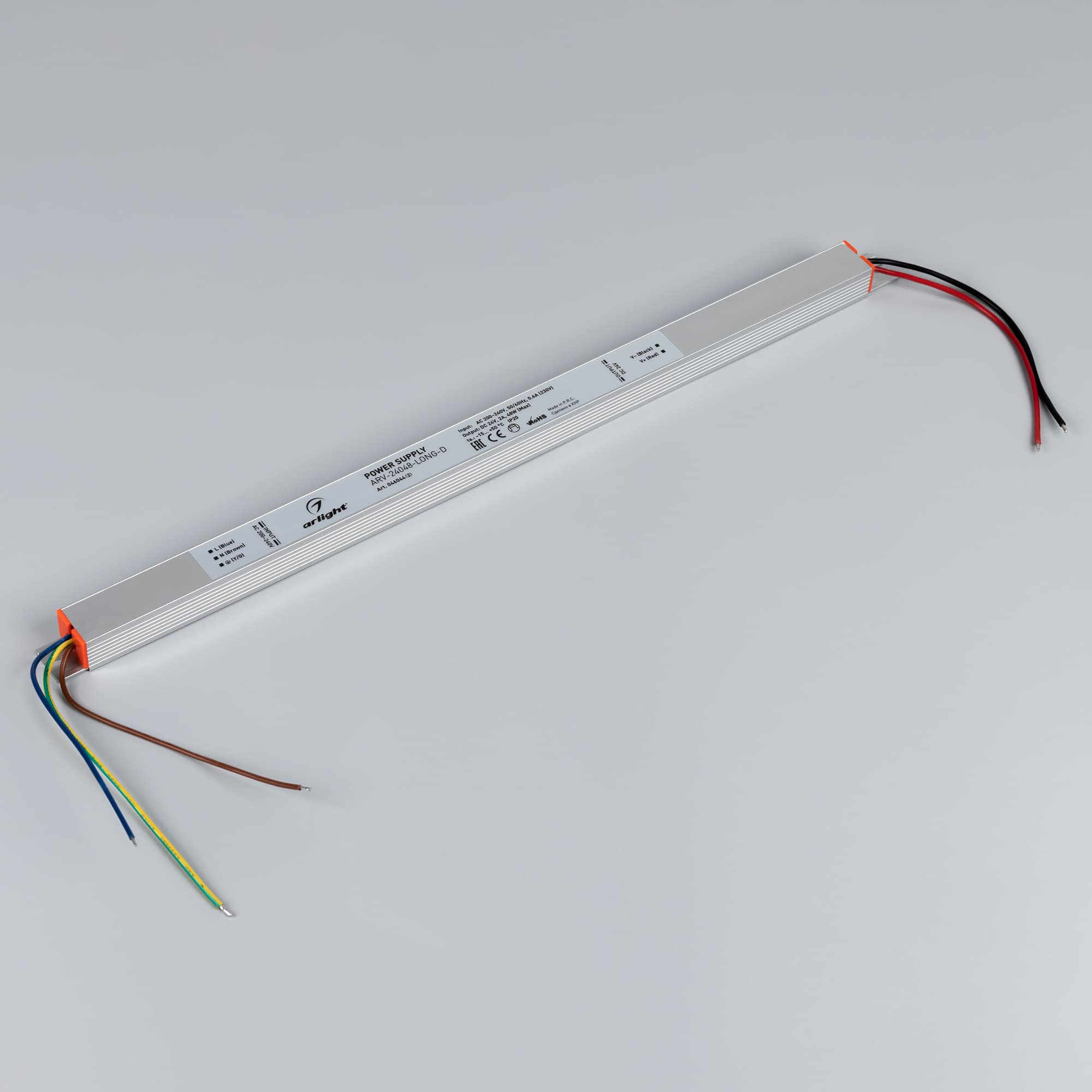 Блок питания ARV-24048-LONG-D (24V, 2A, 48W) (Arlight, IP20 Металл, 3 года) 046044(2) — фото 2