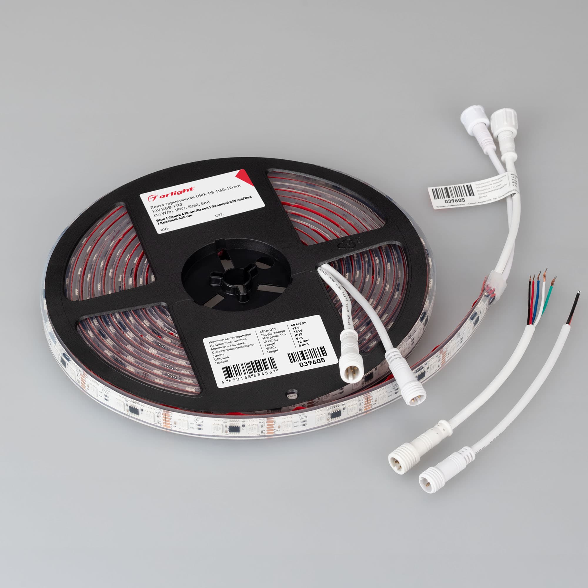 Светодиодная лента герметичная DMX-PS-B60-12mm 12V RGB-PX3 (14 W/m, IP67, 5060, 5m) (Arlight, -) 039605 — фото 2