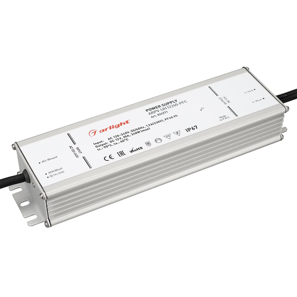 Блок питания ARPV-UH12240-PFC (12V, 20.0A, 240W) (Arlight, IP67 Металл, 7 лет) 024271 — фото 1