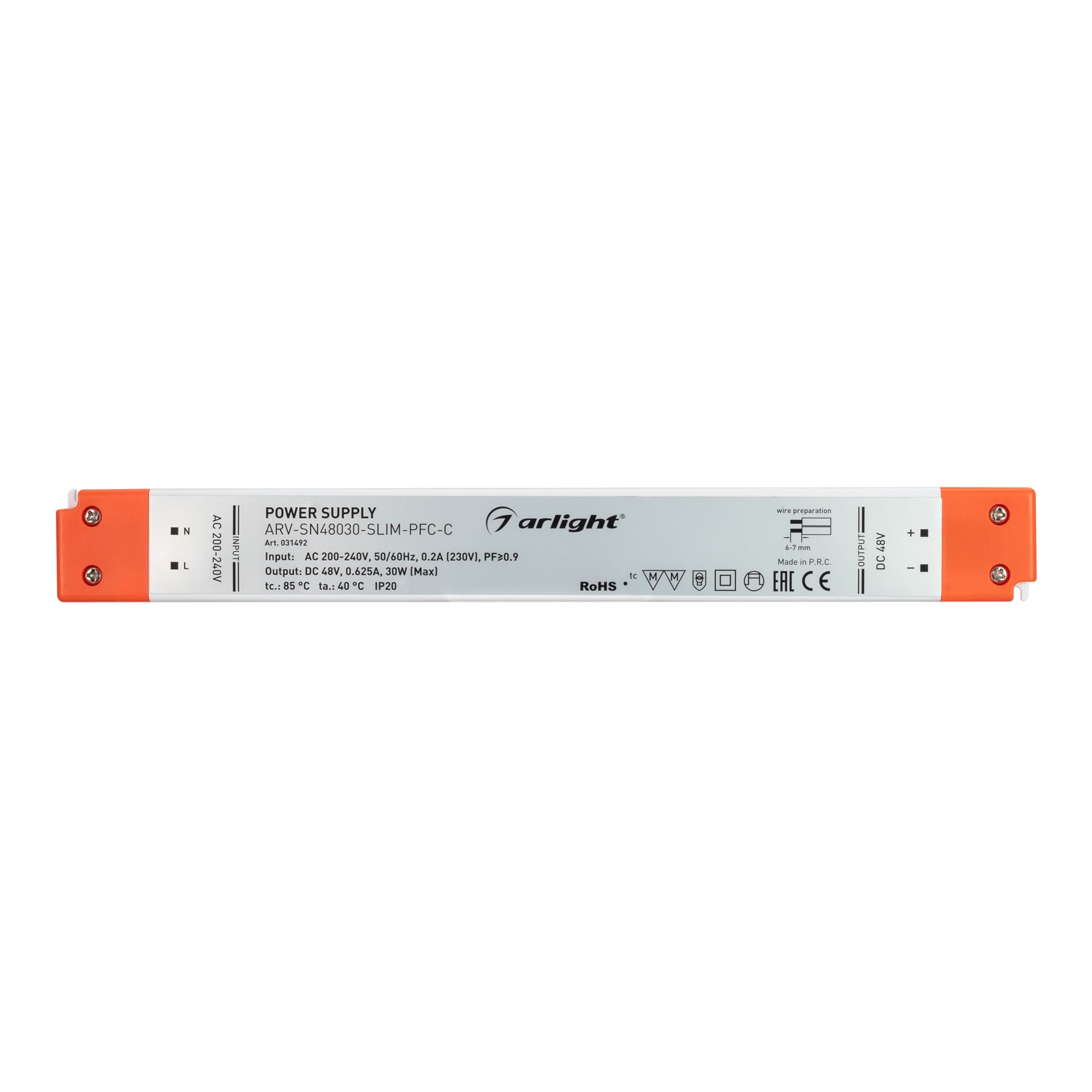 Блок питания ARV-SN48030-SLIM-PFC-C (48V, 0.62A, 30W) (Arlight, IP20 Пластик, 3 года) 031492 — фото 2