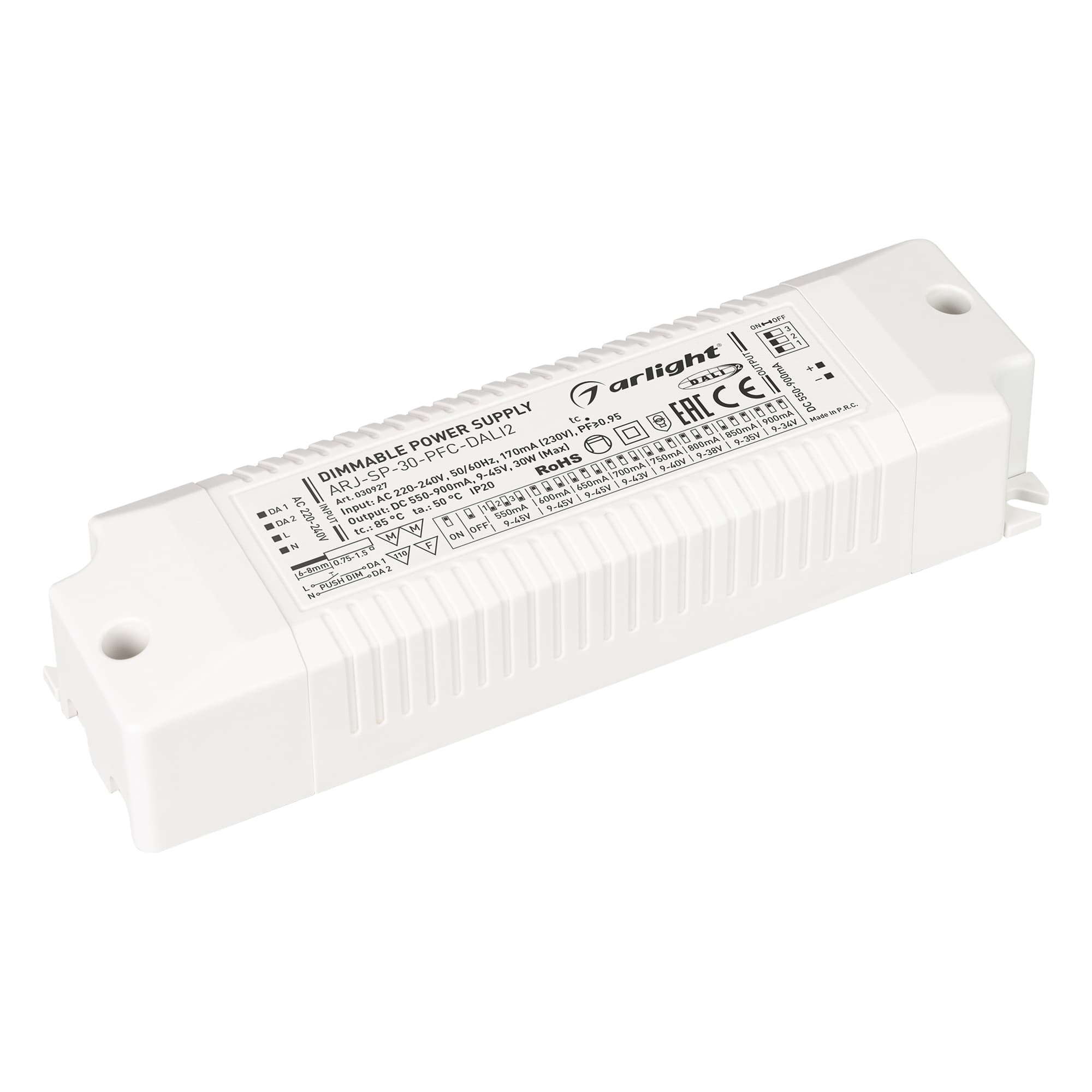 Блок питания ARJ-SP-30-PFC-DALI2 (30W, 550-900 mA) (Arlight, IP20 Пластик, 5 лет) 030927 Arlight