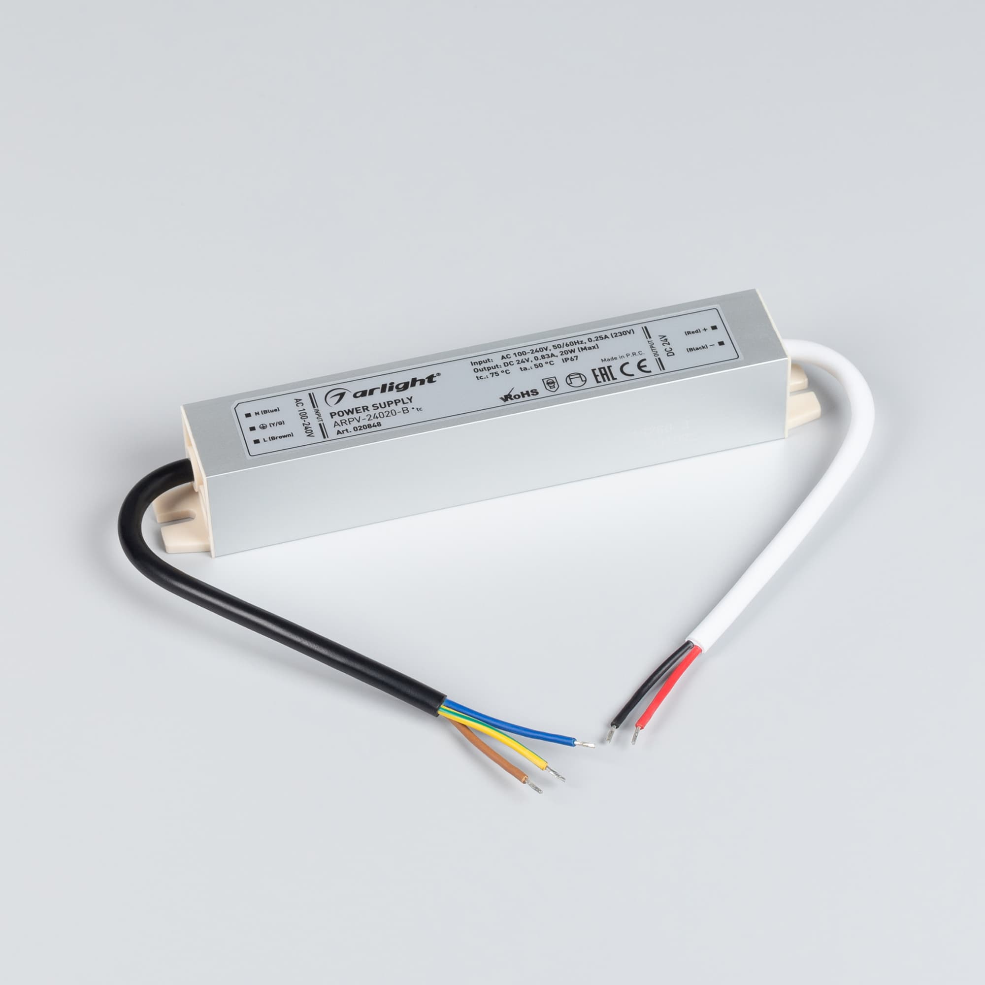 Блок питания ARPV-24020-B (24V, 0.8A, 20W) (Arlight, IP67 Металл, 3 года) 020848 — фото 2