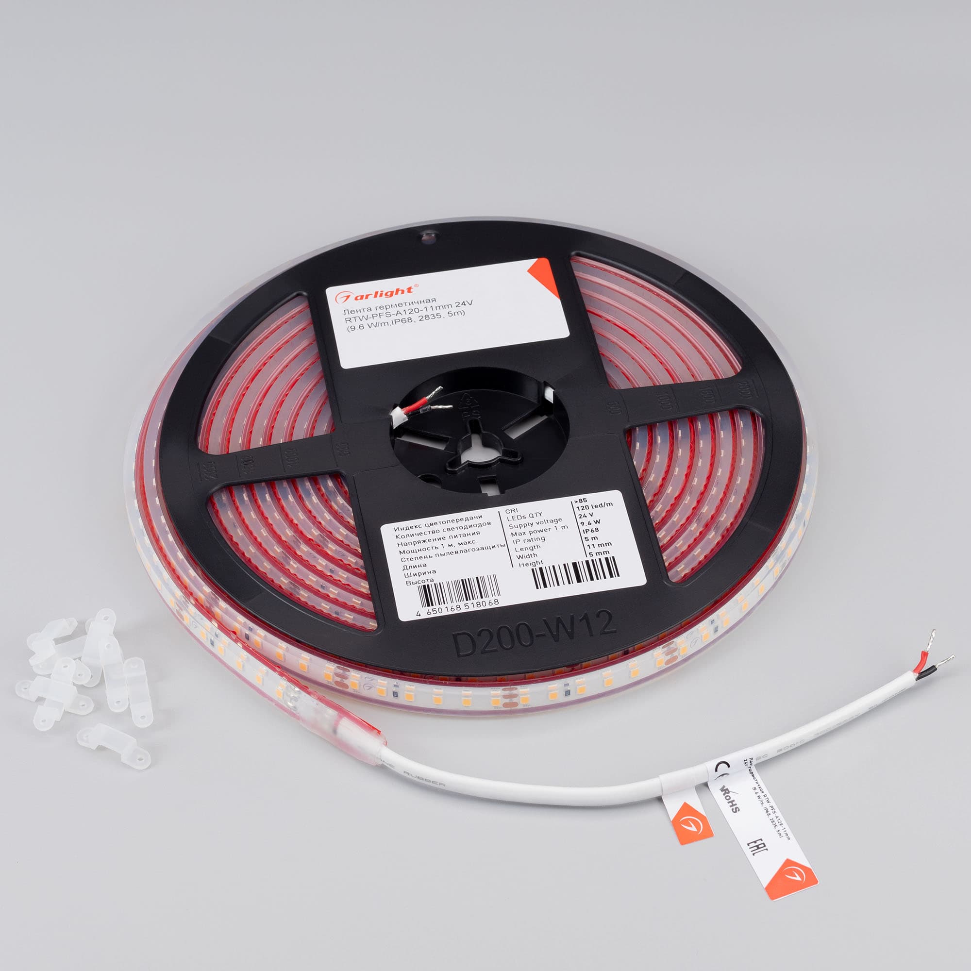 Светодиодная лента герметичная RTW-PFS-A120-11mm 24V Day4000 (9.6 W/m, IP68, 2835, 5m) (Arlight, -) 033785 — фото 2
