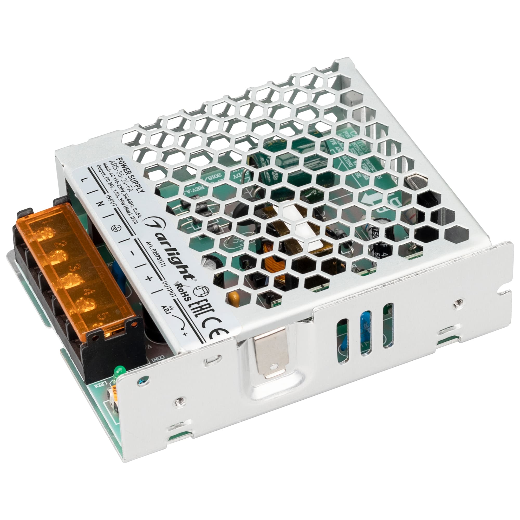 Блок питания ARS-35-24-FA (24V, 1.5A, 35W) (Arlight, IP20 Сетка, 3 года) 028781(1) Arlight
