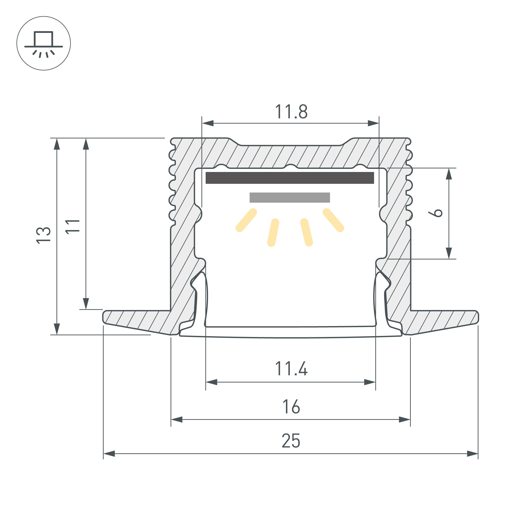 Профиль SL-SLIM-H13M-F25-2000 ANOD (Arlight, Алюминий) 023719 — фото 3