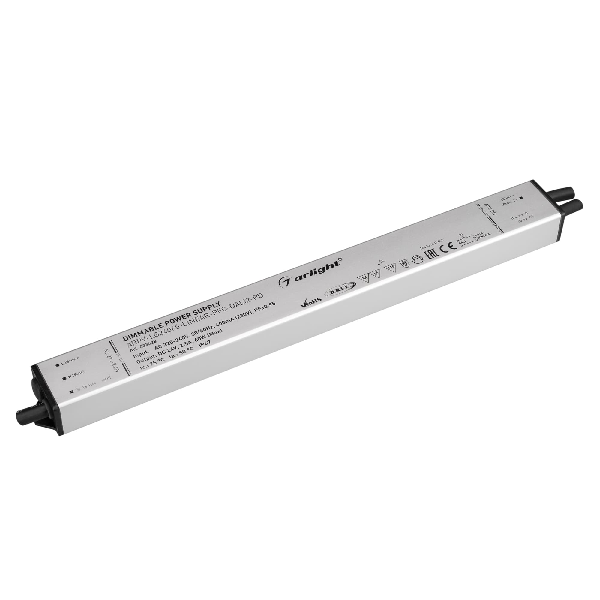 Блок питания ARPV-LG24060-LINEAR-PFC-DALI2-PD (24V, 2.5A, 60W) (Arlight, IP67 Металл, 5 лет) 033428 — фото 1