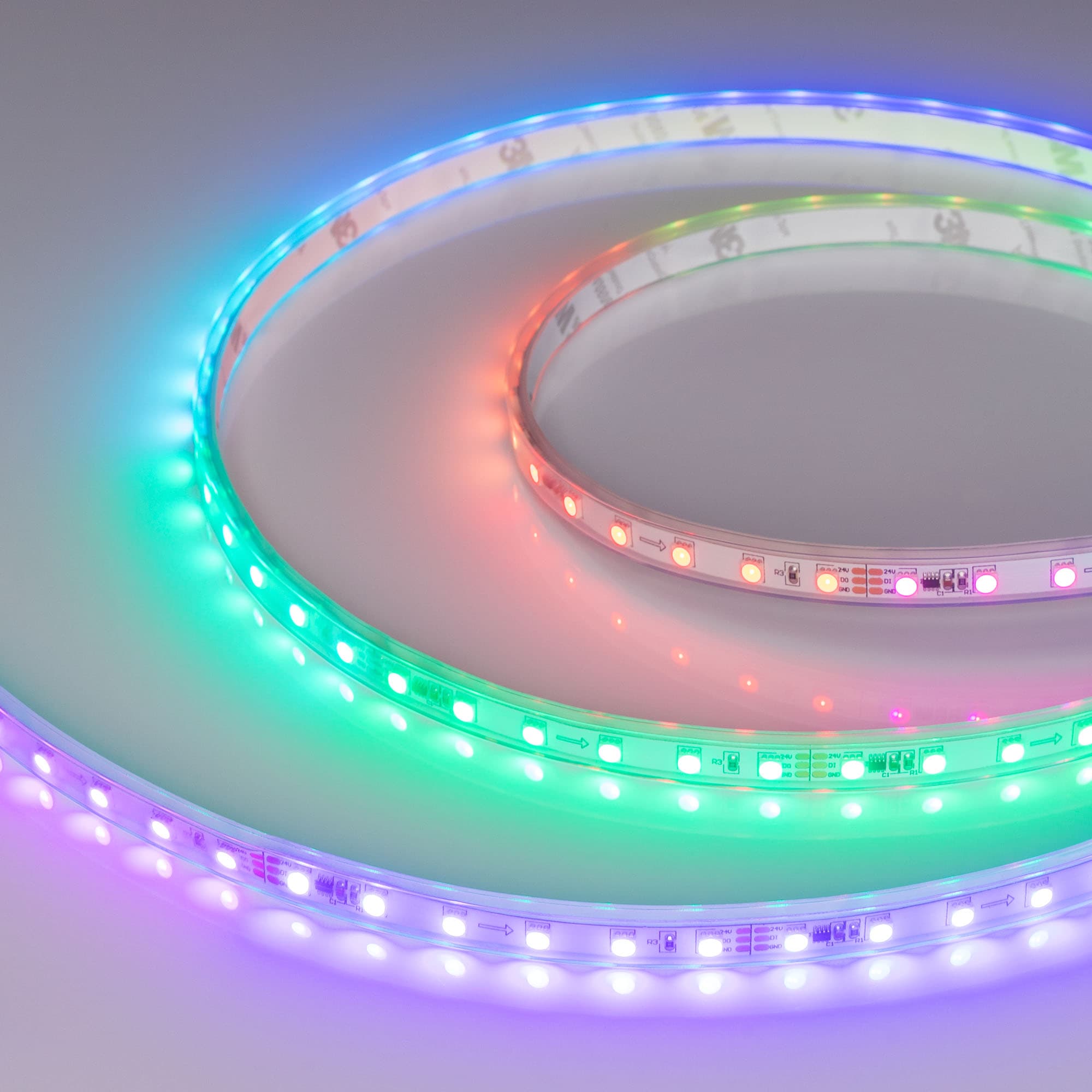 Светодиодная лента герметичная SPI-P-F72-11mm 24V RGB-PX6 (14.4 W/m, IP66, 3535, 5m) (Arlight, бегущий огонь) 030484(2) — фото 1