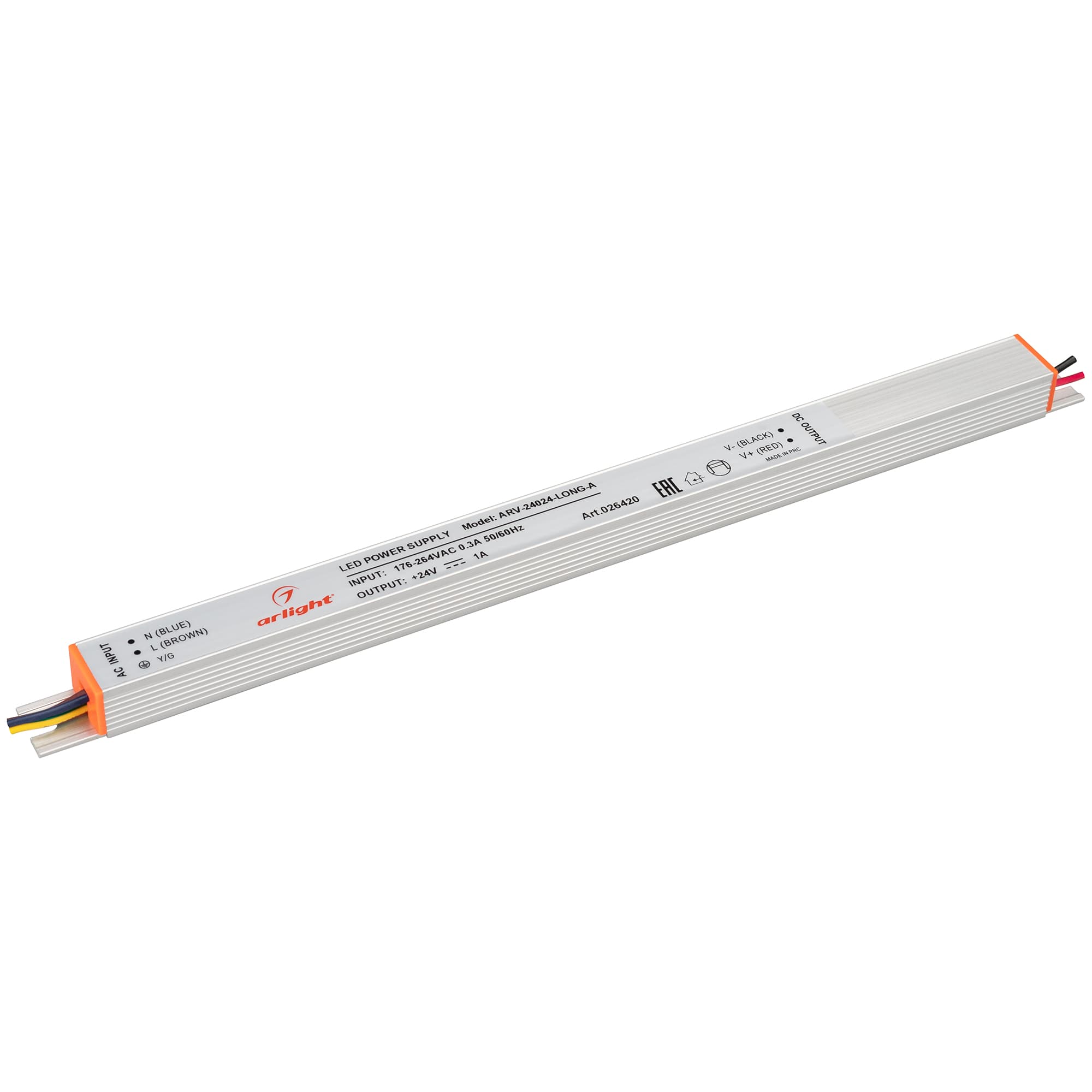 Блок питания ARV-24024-LONG-A (24V, 1A, 24W) (Arlight, IP20 Металл, 2 года) 026420 — фото 1