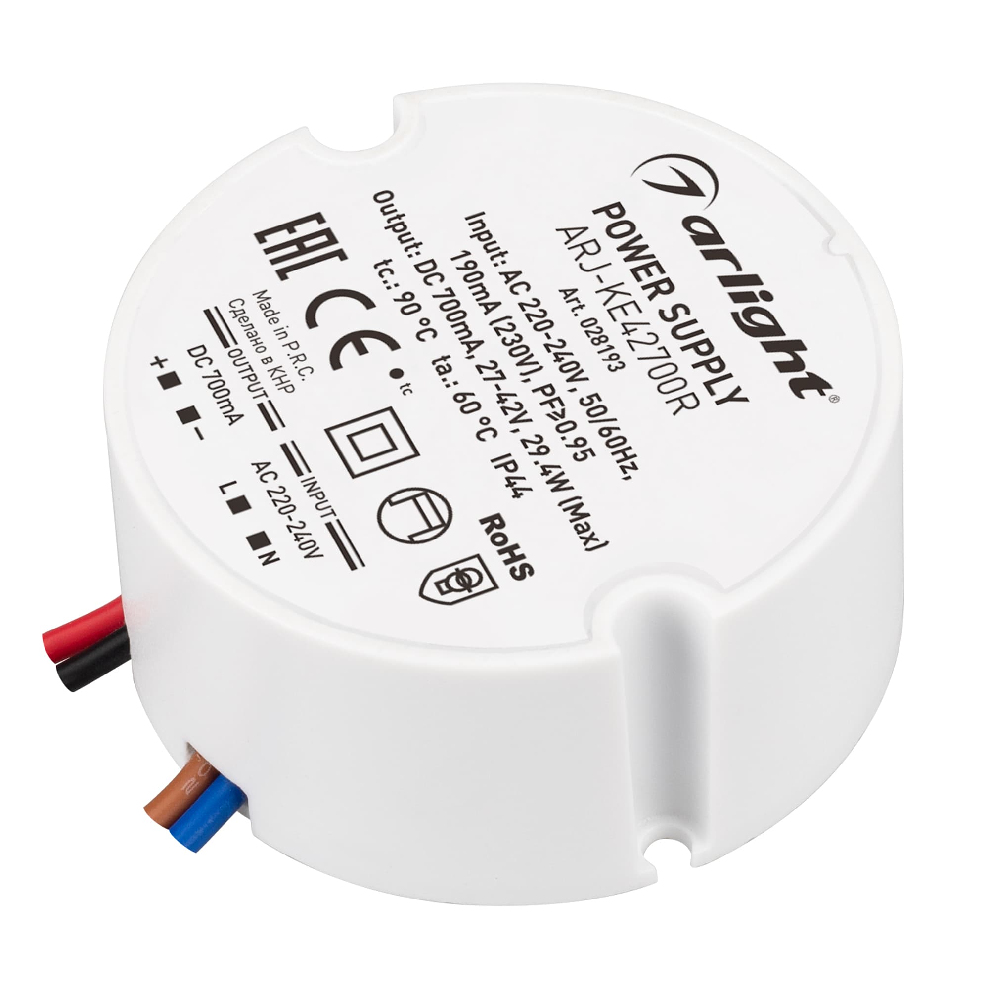 Блок питания ARJ-KE42700R (29W, 700mA, PFC) (Arlight, IP44 Пластик, 5 лет) 028193 Arlight — фото 1