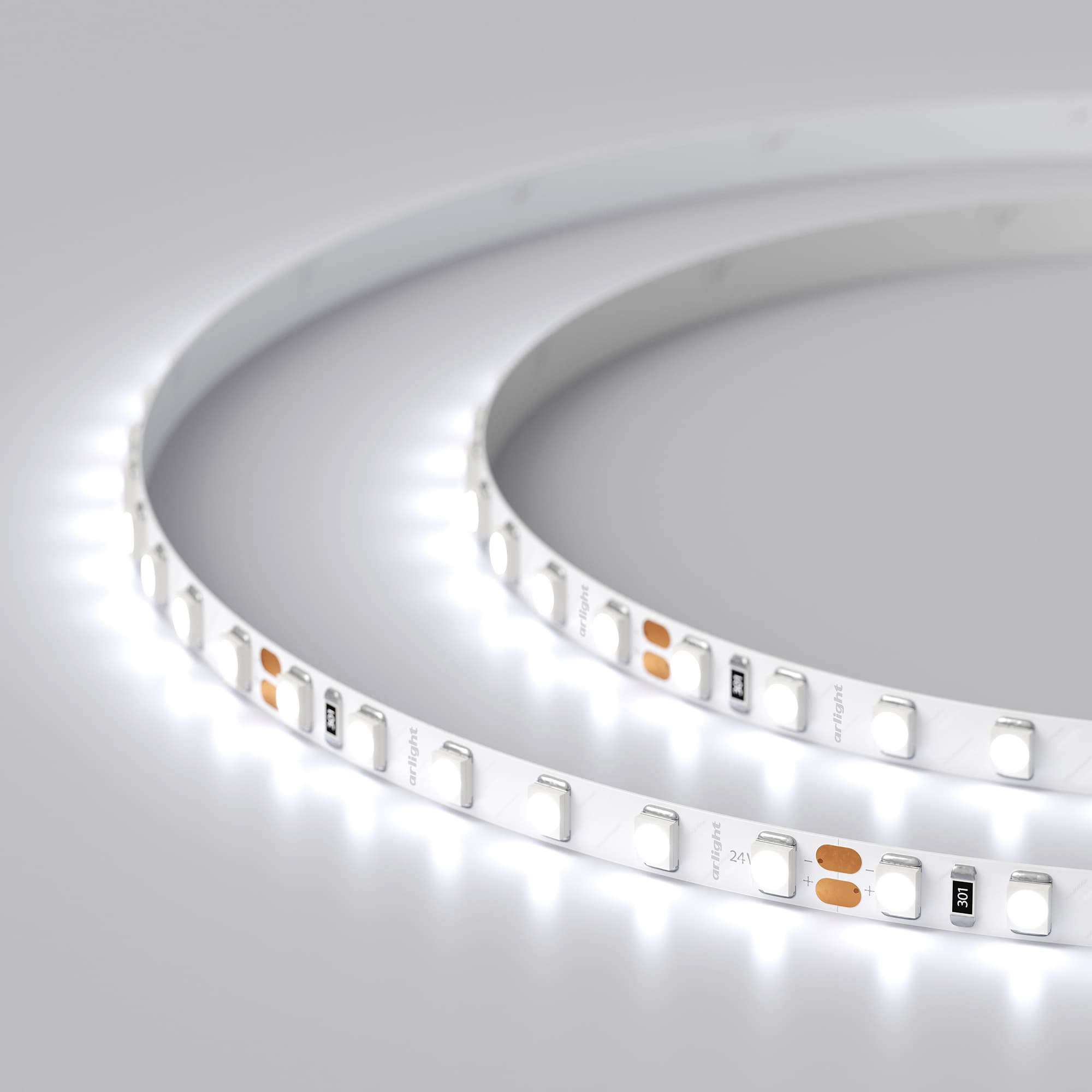 Светодиодная лента RT 2-5000 24V Cool 8K 5mm 2x (3528, 600 LED, LUX) (Arlight, 9.6 Вт/м, IP20) 015650 — фото 4