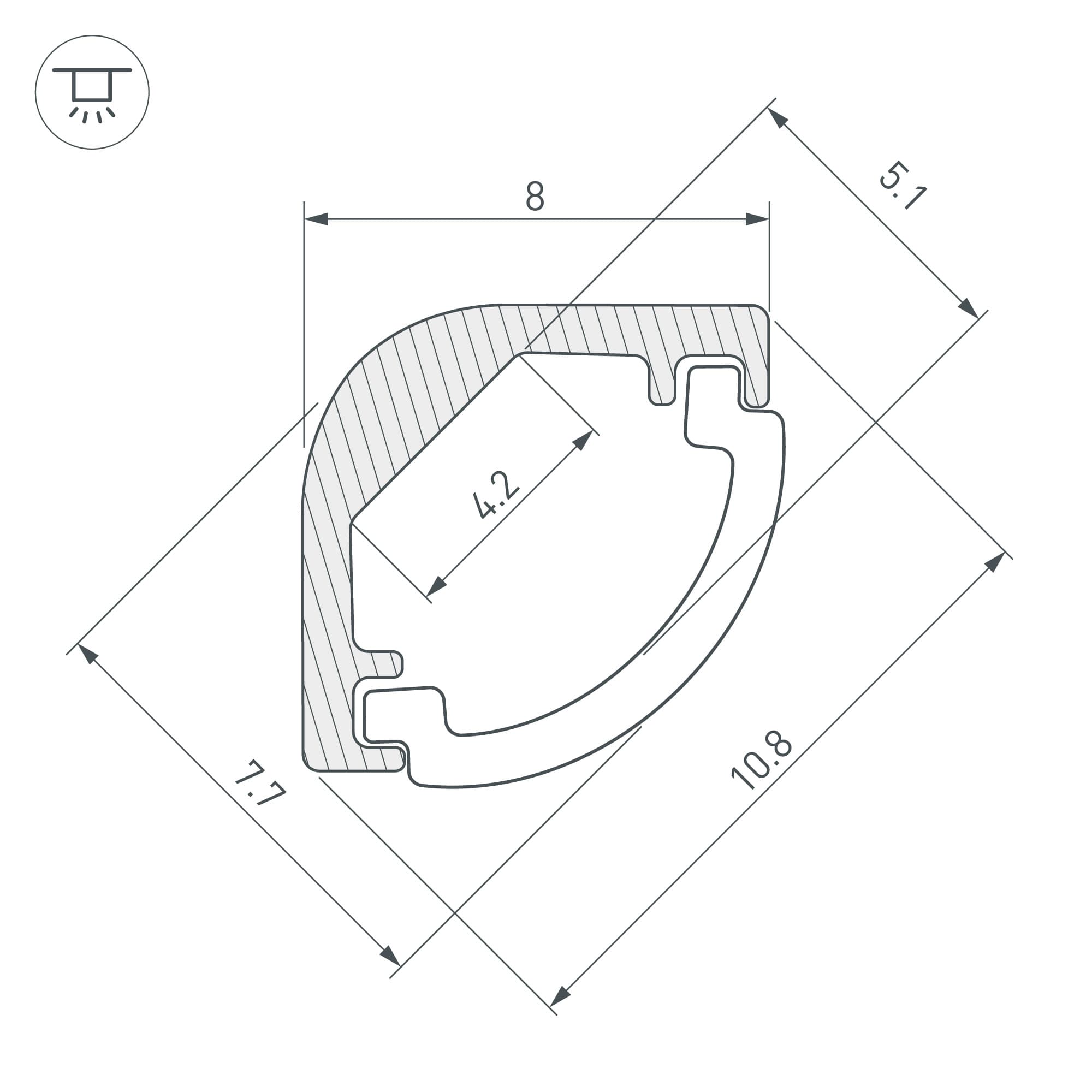 Профиль ARH-KANT-H8-2000 ANOD (Arlight, Алюминий) 036323 — фото 3