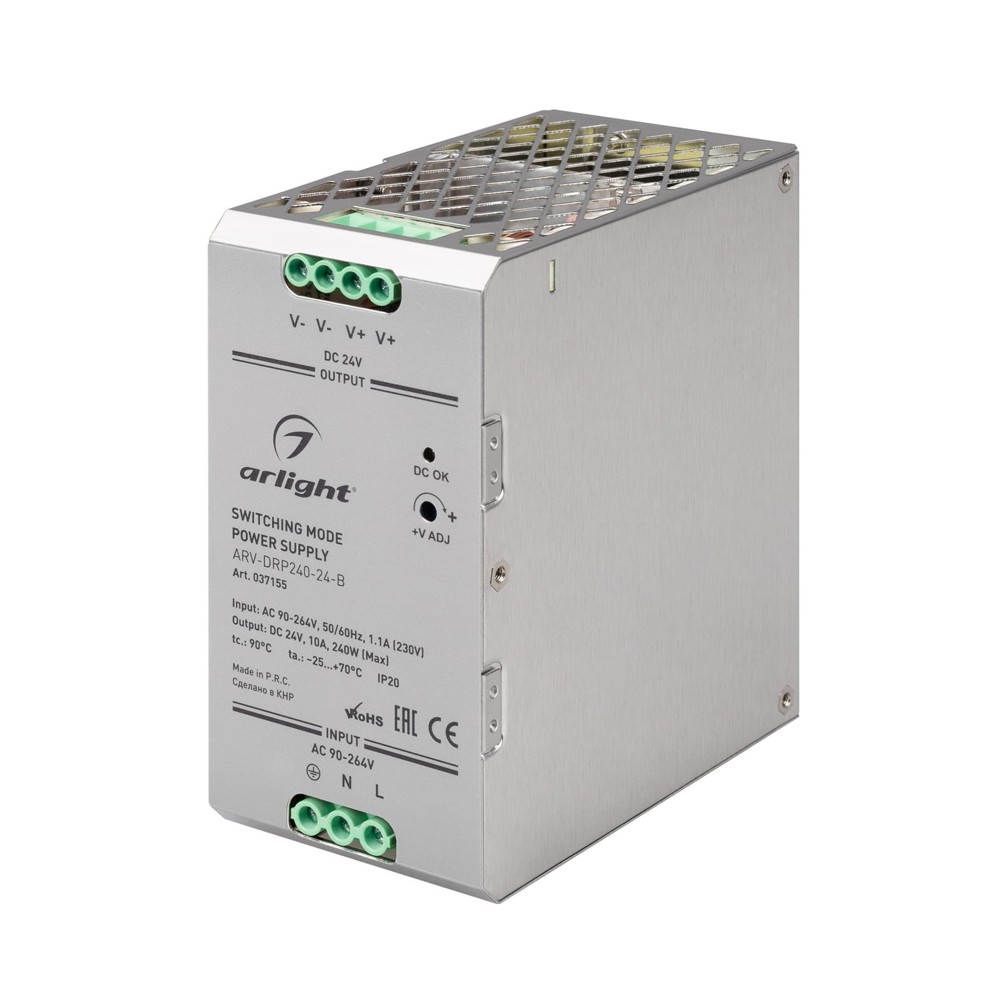 Блок питания ARV-DRP240-24-B (24V, 10A, 240W, PFC) (Arlight, IP20 Металл, 5 лет) 037155 — фото 1