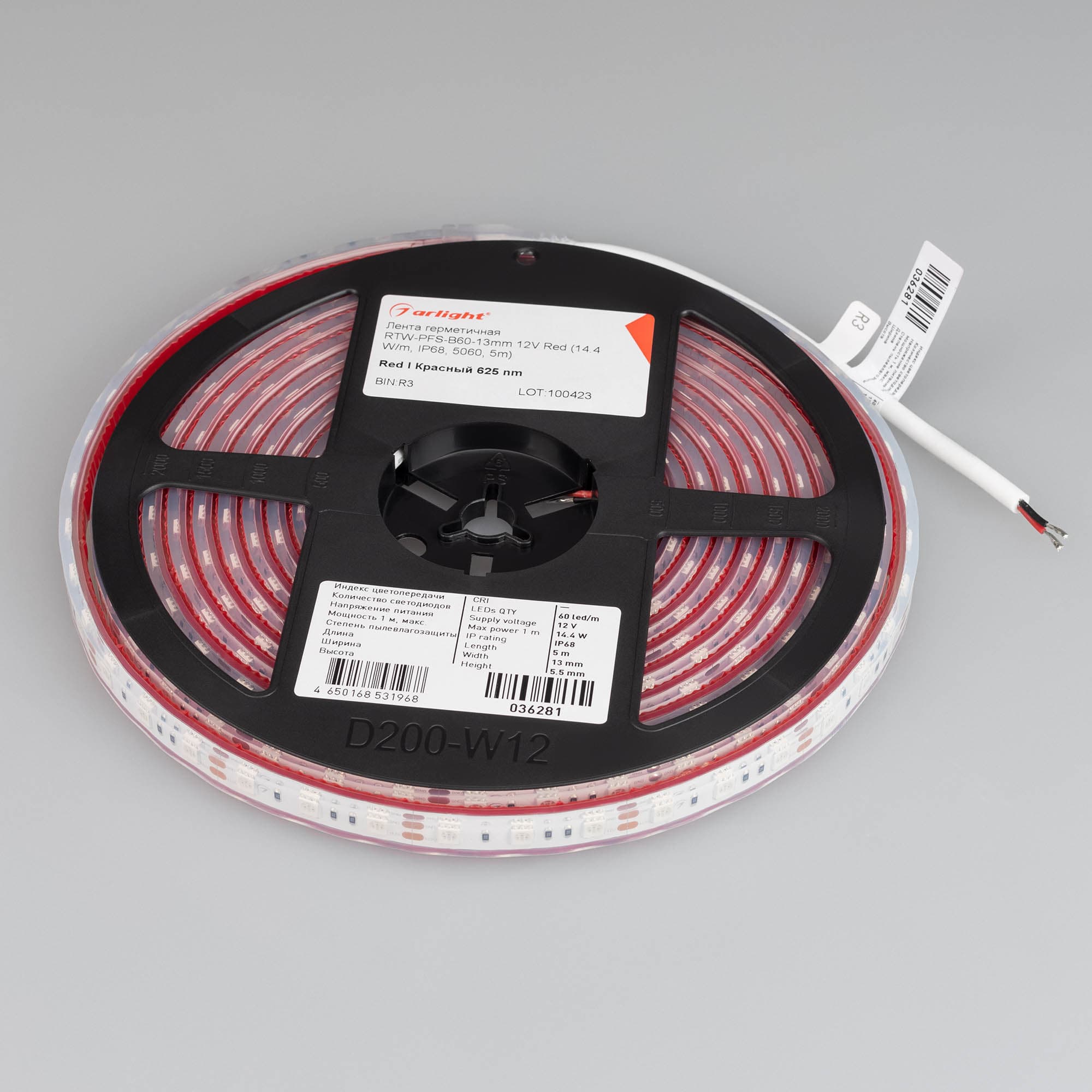 Светодиодная лента герметичная RTW-PFS-B60-13mm 12V Red (14.4 W/m, IP68, 5060, 5m) (Arlight, 14.4 Вт/м, IP68) 036281 — фото 2